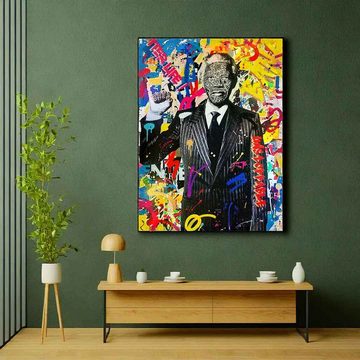 DOTCOMCANVAS® Leinwandbild FREE NELSON, Leinwandbild FREE Nelson Mandela Pop Art Portrait hochkant Wandbild