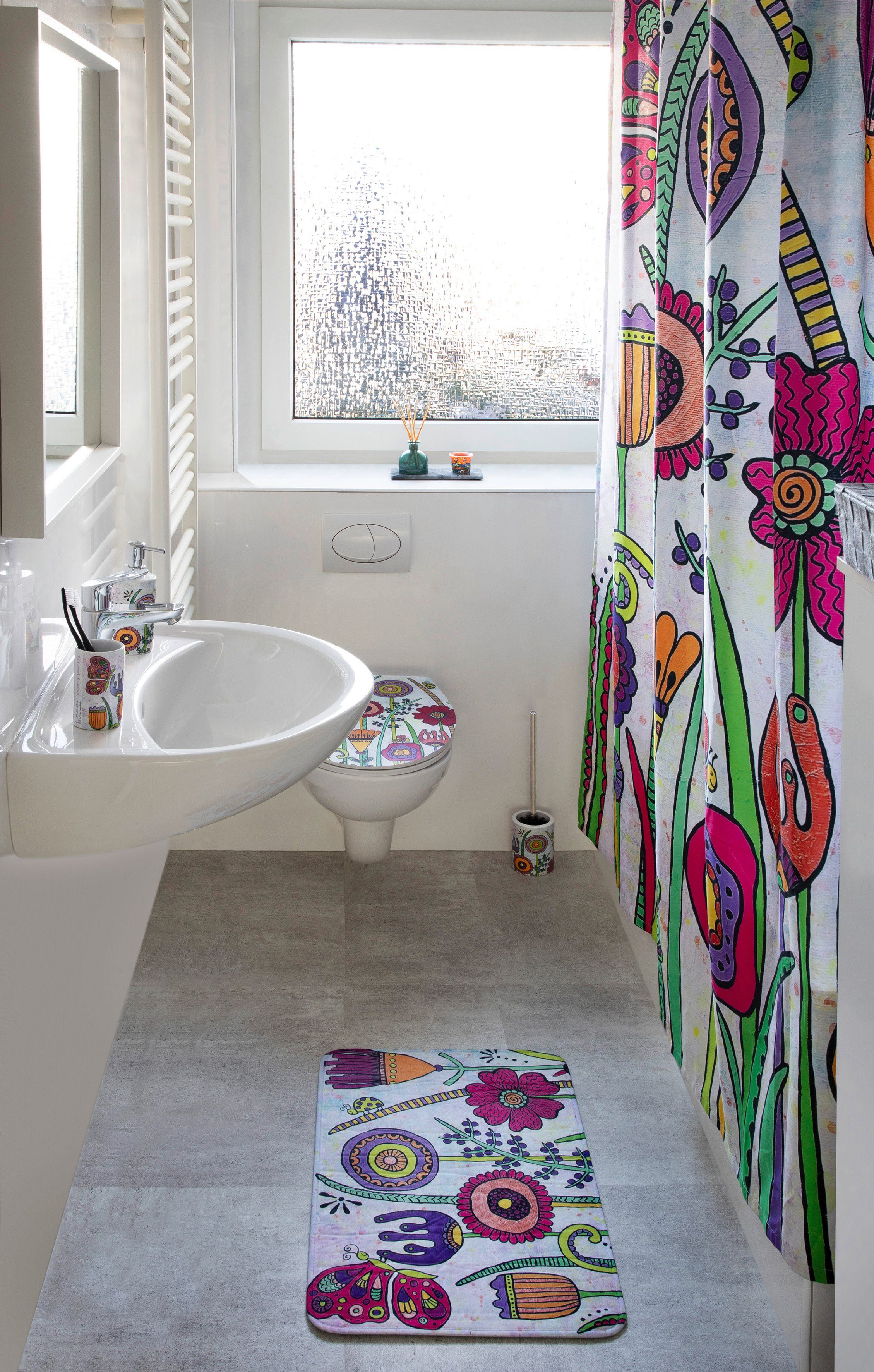 WENKO WC-Garnitur Rollin'Art Full Bloom, inkl. WC-Bürste freistehend