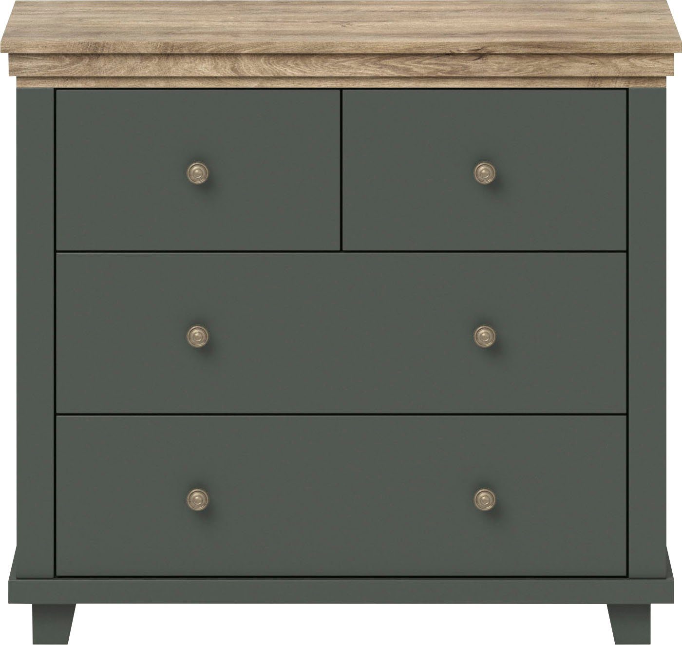 Home affaire Schubkastenkommode Evora mit 4 Schubladen, 90x42x80,5 cm (BxTxH), FSC®-zertifiziert, Kommode mit MDF-Applikationen, Landhausstil, passende Ergänzung