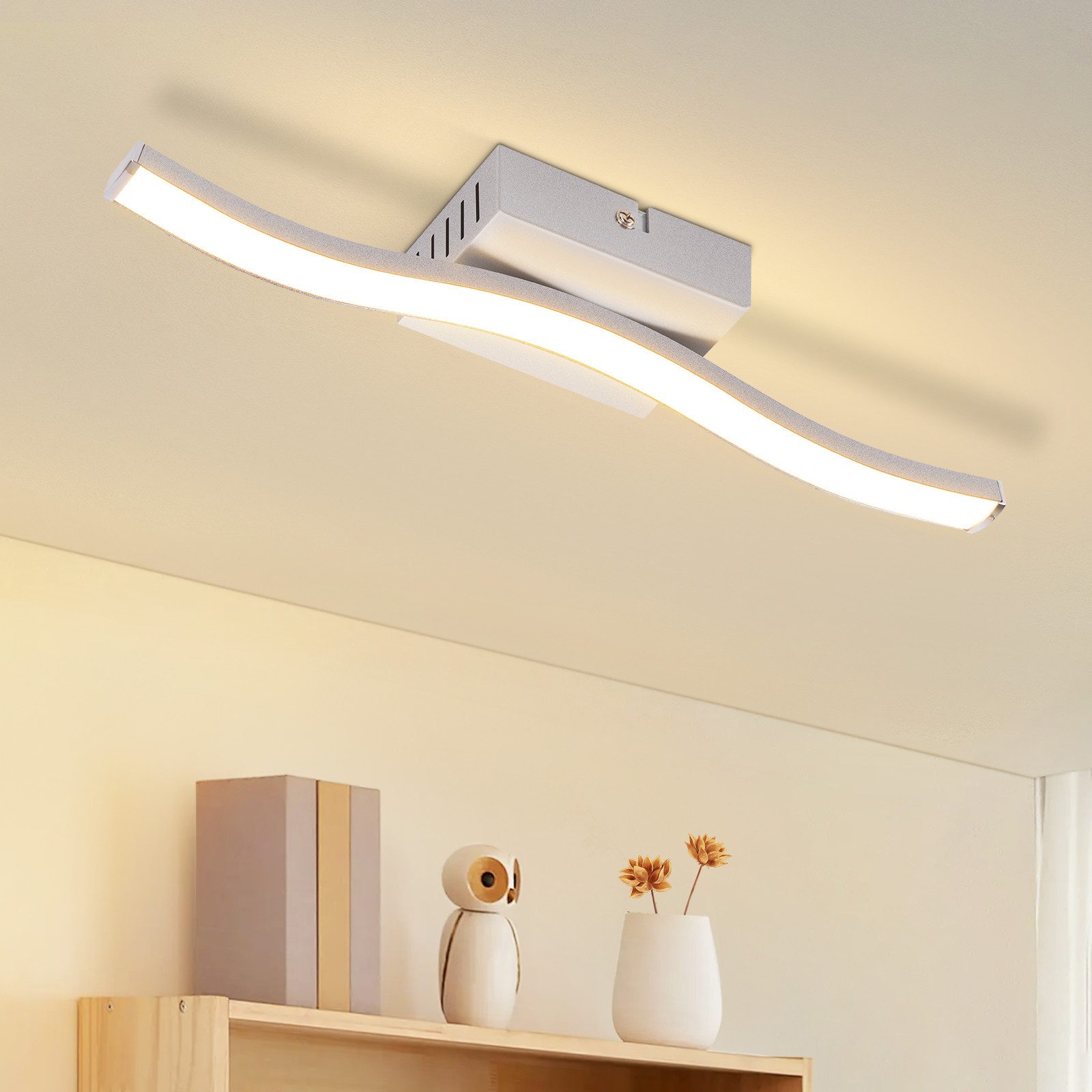 ZMH LED Deckenleuchte im Wellendesign, moderne Deckenlampe, 3000K Warmweiß, LED fest integriert, Warmweiß, 6W,für Flur, Diele, Küche und kleine Räume