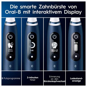 Oral-B Elektrische Zahnbürste iO 7, Aufsteckbürsten: 2 St., mit Magnet-Technologie, Display, 5 Putzmodi, Reiseetui