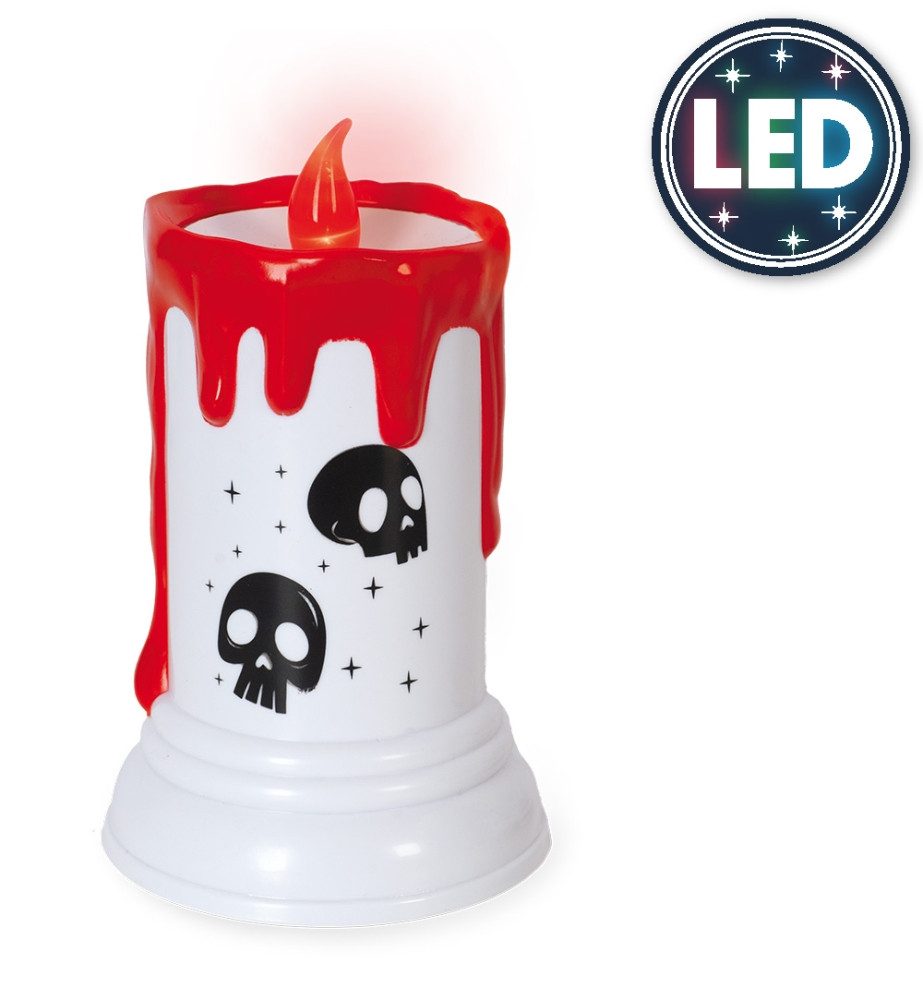 Fries LED-Kerze Halloween LED Kerze Weiß oder Schwarz 12,5 cm Fasching Karneval, 12,5 cm Hoch
