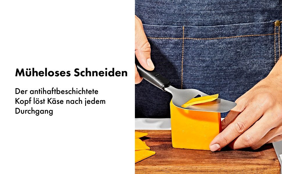 OXO Good Grips Käsehobel OXO Antihaft Käseplane, Edelstahl, Silikon, (1-St), scharfen Klinge und Antihaftkopf bietet müheloses Schneiden