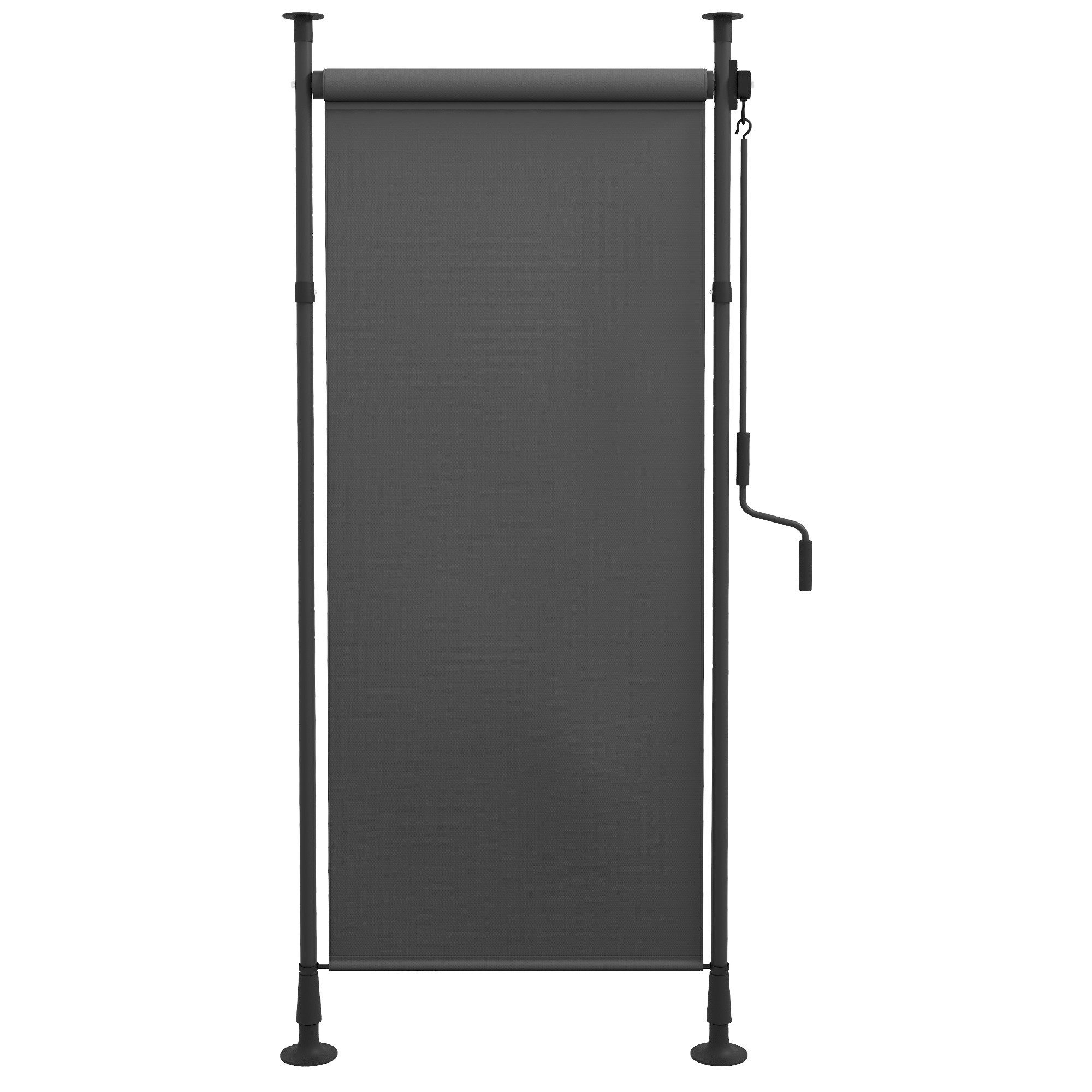 CHICFURN Senkrechtmarkise Balkonrollo mit Kurbel wetterfester Sichtschutz 150/120 x 220-310 cm (Packung, 1-St., Dunkelgrau Windschutz mit flexiblem Sicht- & Sonnenschutz) Polyester Seitenrollo für Balkon Terrasse Garten & Outdoor