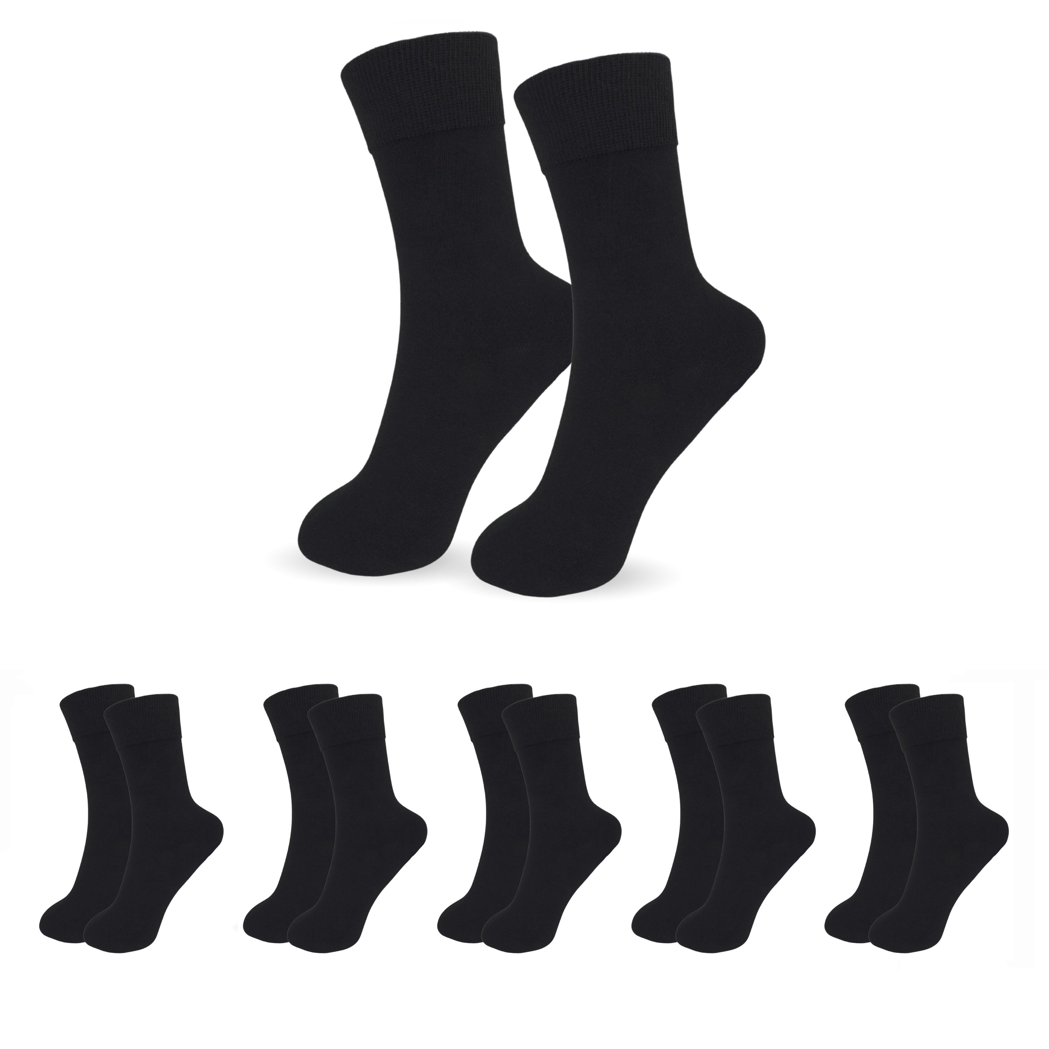 SO.I Businesssocken Herrensocken Lange Freizeit-Socken für Herren aus Baumwolle (Größen: 39-46, 5-15er Pack) Atmungsaktiver Stoff 5x Schwarz