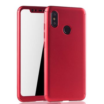 König Design Handyhülle Xiaomi Mi 8, Xiaomi Mi 8 Handyhülle 360 Grad Schutz Full Cover Rot