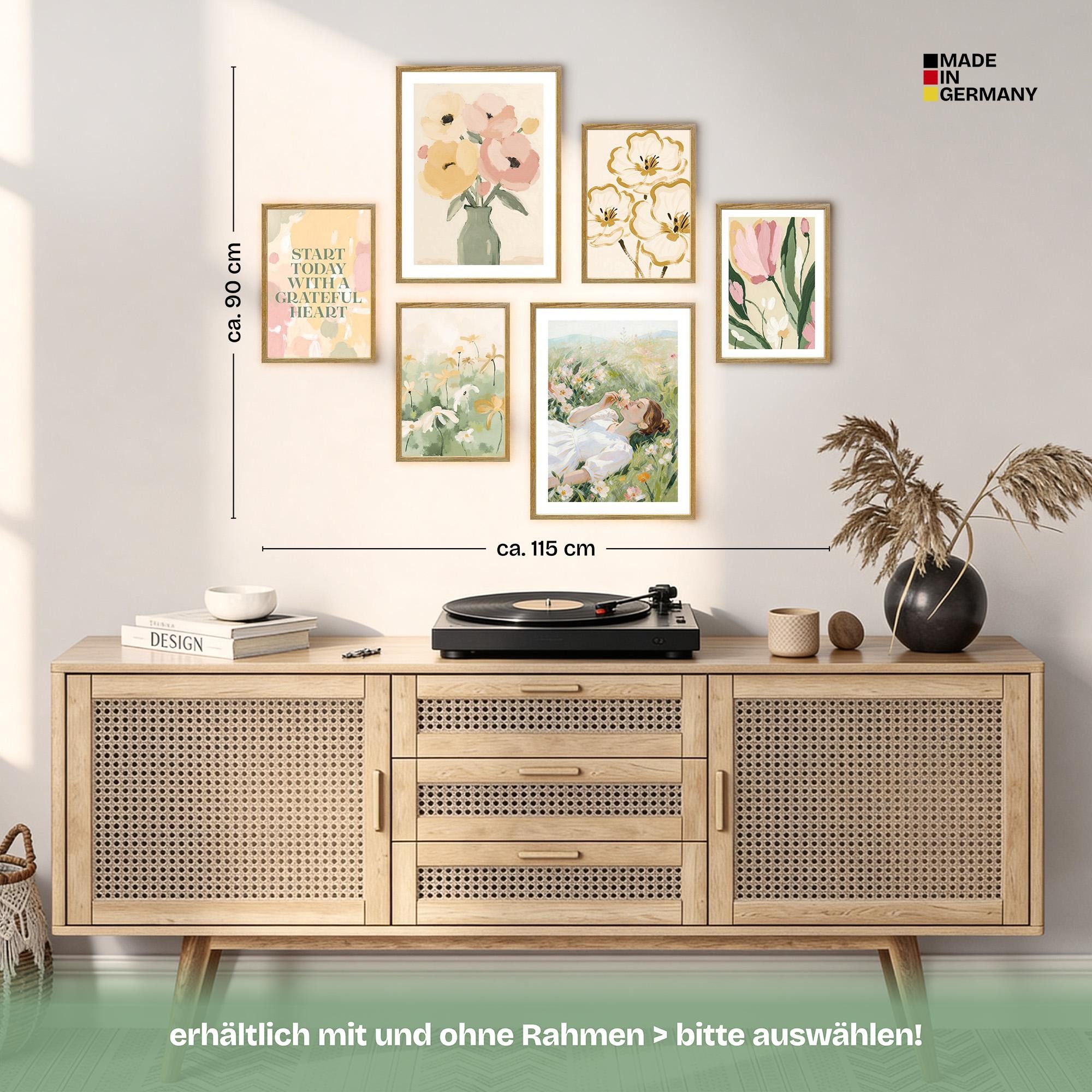 ARTFAVES Bilder-Collage Poster Set Abstract Green Art I mehrteilige Bilderwand I Wandbilder Ab, (Wandbilder modern, 6 St) – Bild 4 von 5