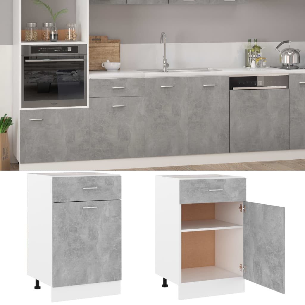 vidaXL Unterschrank Schubunterschrank Betongrau 50x46x81,5 cm Spanplatte günstig online kaufen