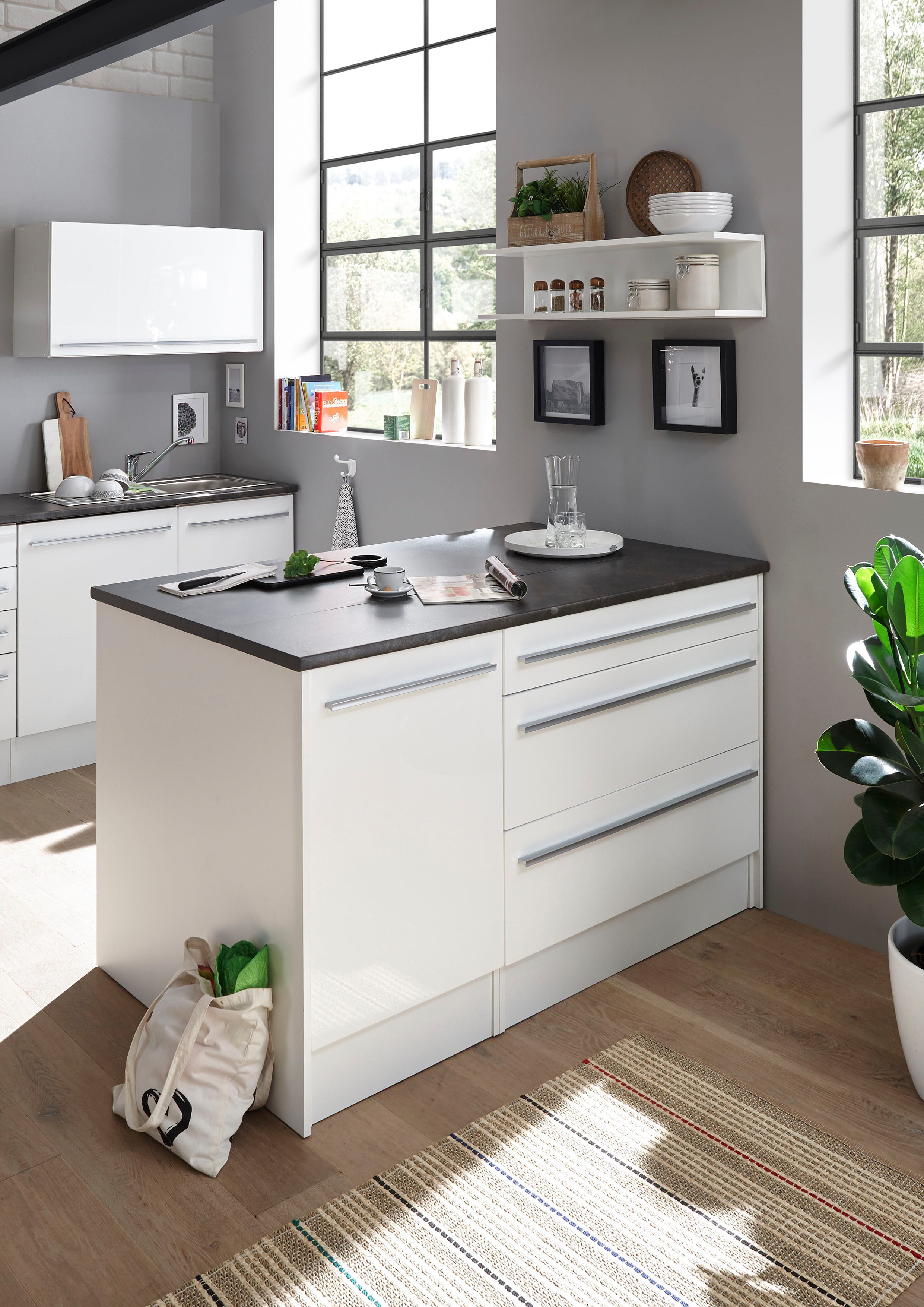 BASIC by Balculina Kücheninsel Jazz Kücheninsel, Breite 145 cm, Türen und S günstig online kaufen