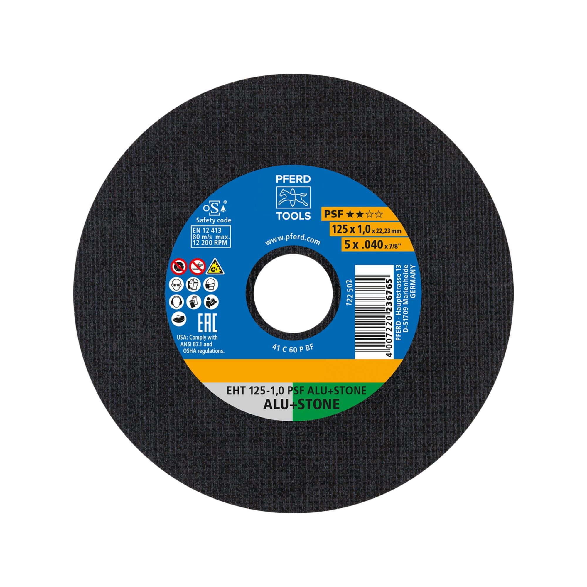 Pferd Trennscheibe PFERD TOOLS Trennscheibe EHT 125x1,0x22,23 mm gerade Uni.-Linie PSF AL