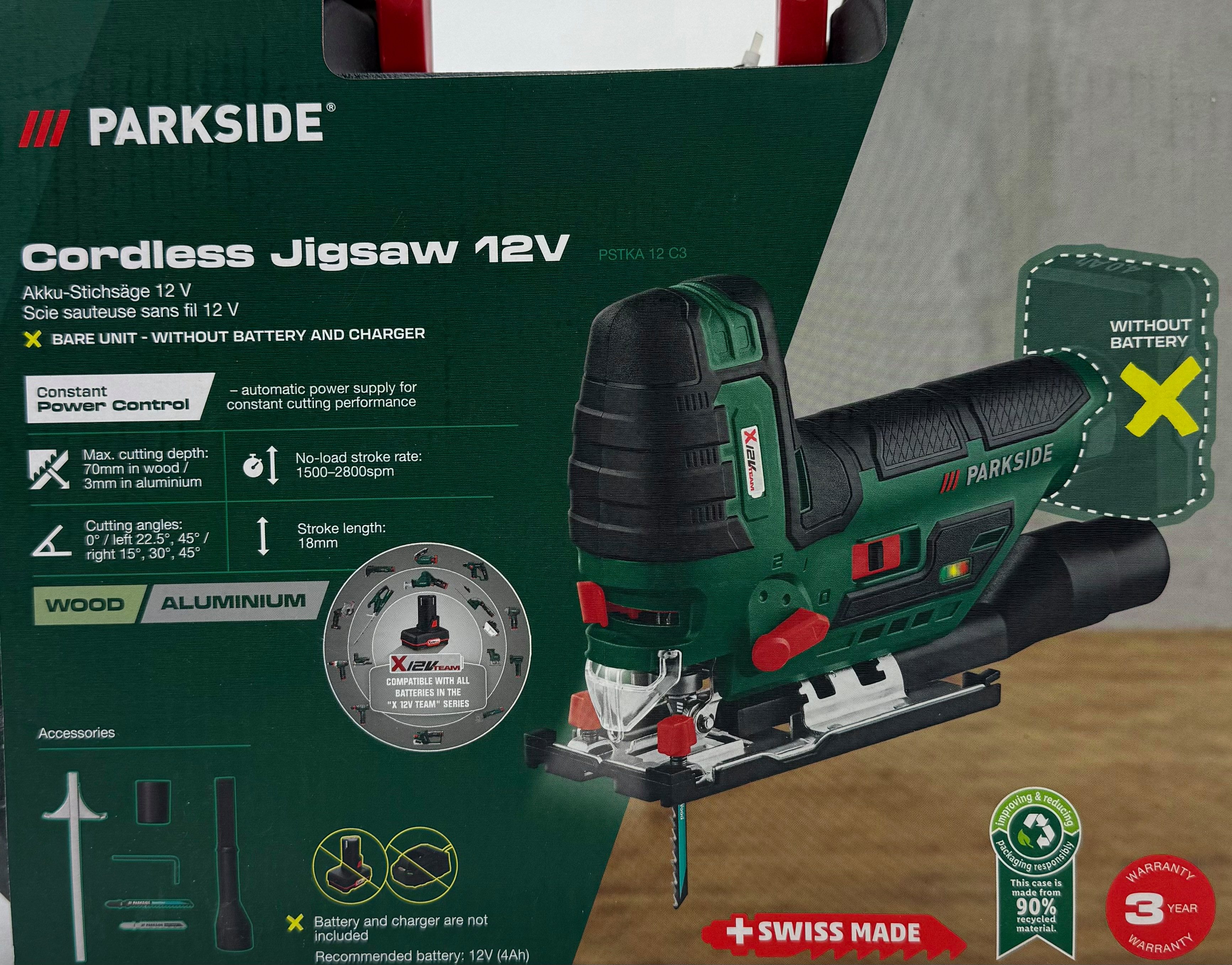 Parkside Akku-Stichsäge 12V PSTKA 12 C3, ohne Akku und Ladegerät, Pendelhubstichsäge