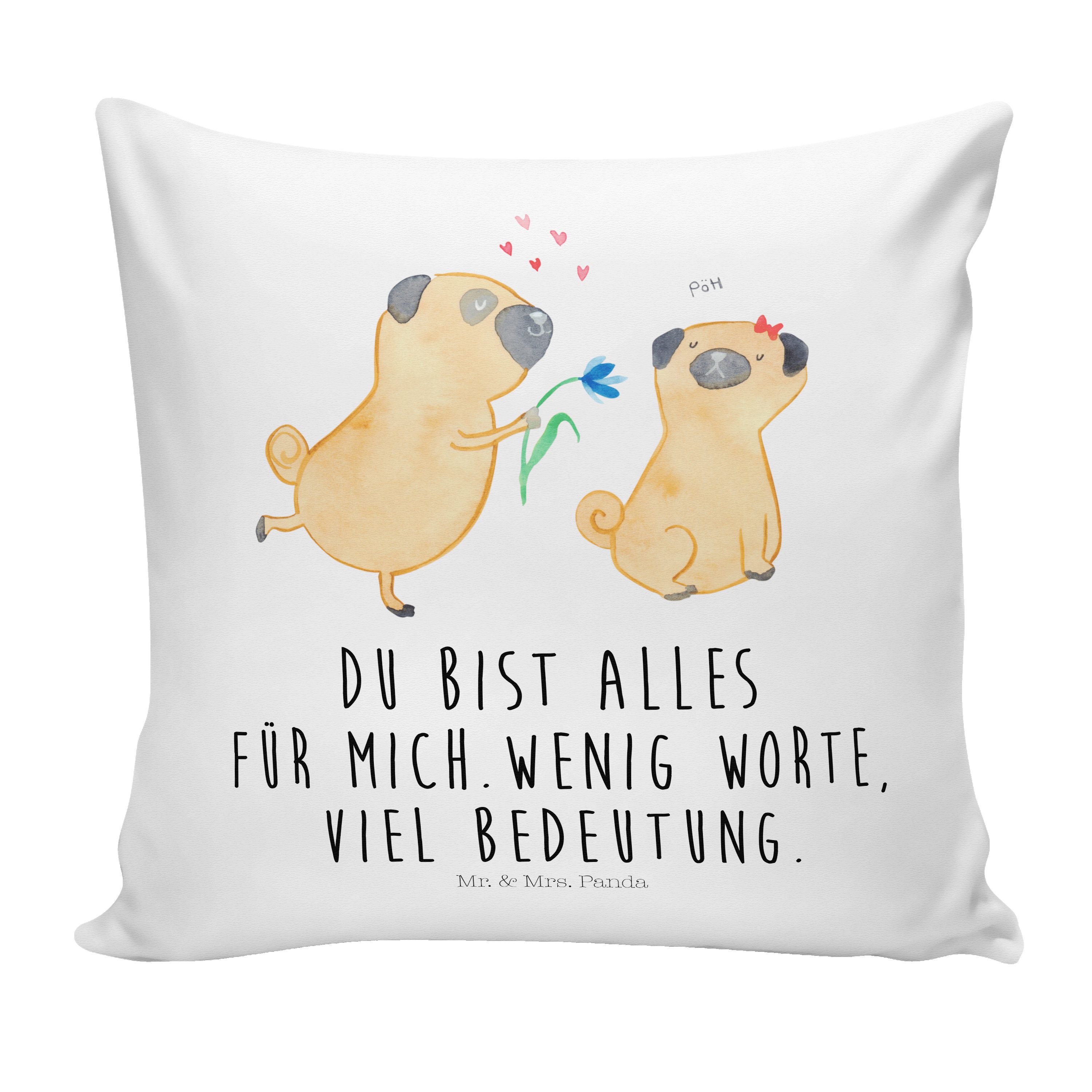 Mrs. & Dekokissen - Mot - Mops Hundeliebe, Panda Mr. Partner, Geschenk, Weiß Hundemotiv, verliebt