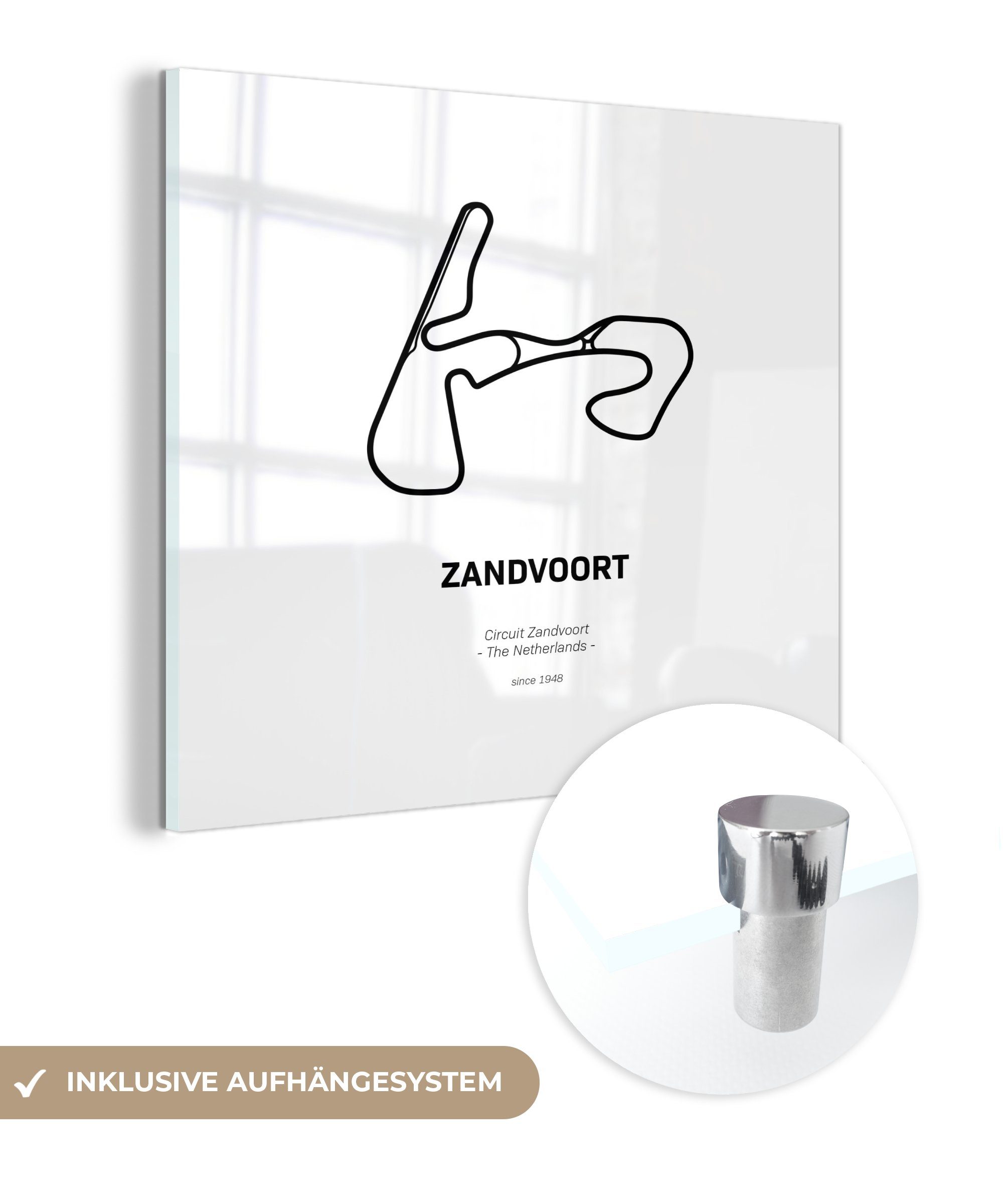 MuchoWow Acrylglasbild Rennstrecke - Zandvoort - Formel 1, (1 St), Glasbilder - Bilder auf Glas Wandbild - Foto auf Glas - Wanddekoration