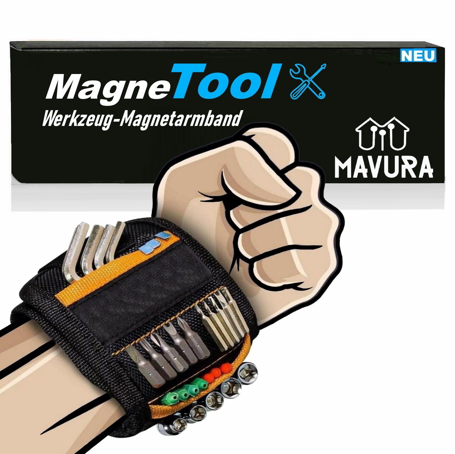 MAVURA Werkzeughalter MagneTool Werkzeug Armband starken Magnetarmband Armband, mit Magneten Magnetisches 15