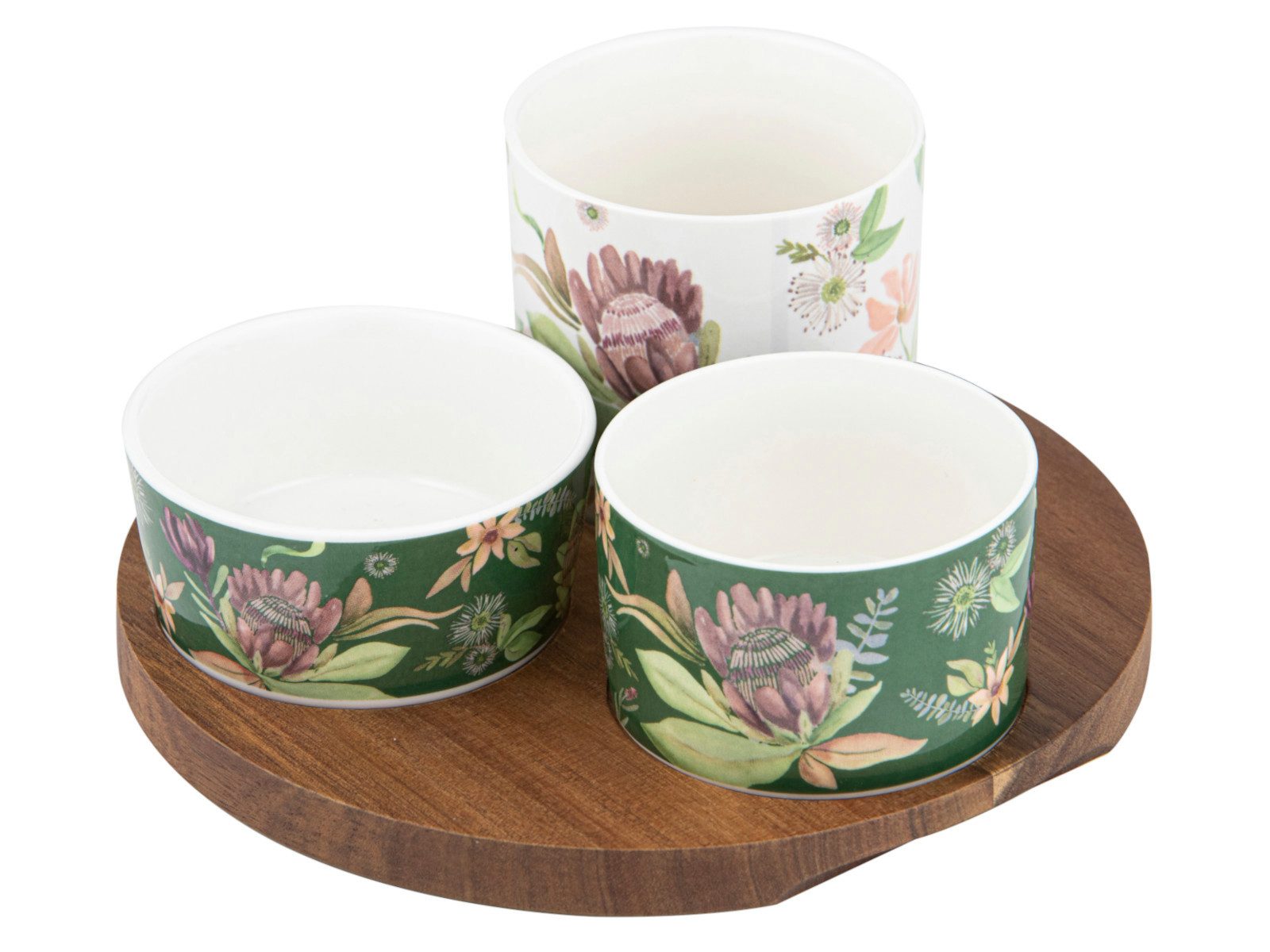 Ladelle Schale Leura Rund Assortiert Schalenset 4tlg, Akazienholz / Porzellan, (Schüsseln & Schalen)