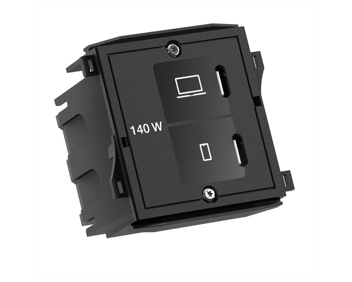 Bachmann Custom Modul USB C/C/C Charger Stromadapter Schutzkontakt, CEE 7/7, Typ-E/F zu USB Typ C (USB-C), 1 cm, mit Netzteil, BM0021867