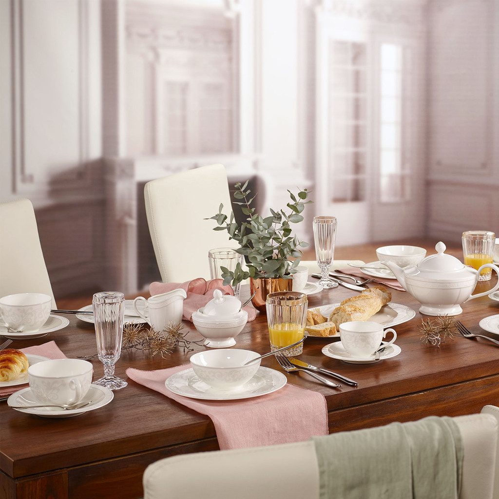 Villeroy & Boch Signature Untertasse Gray Pearl Frühstücks-/Suppenuntertasse 18cm, (1 St), Premium Bone Porcelain, mikrow.- & spülm.sicher, Made in Germany