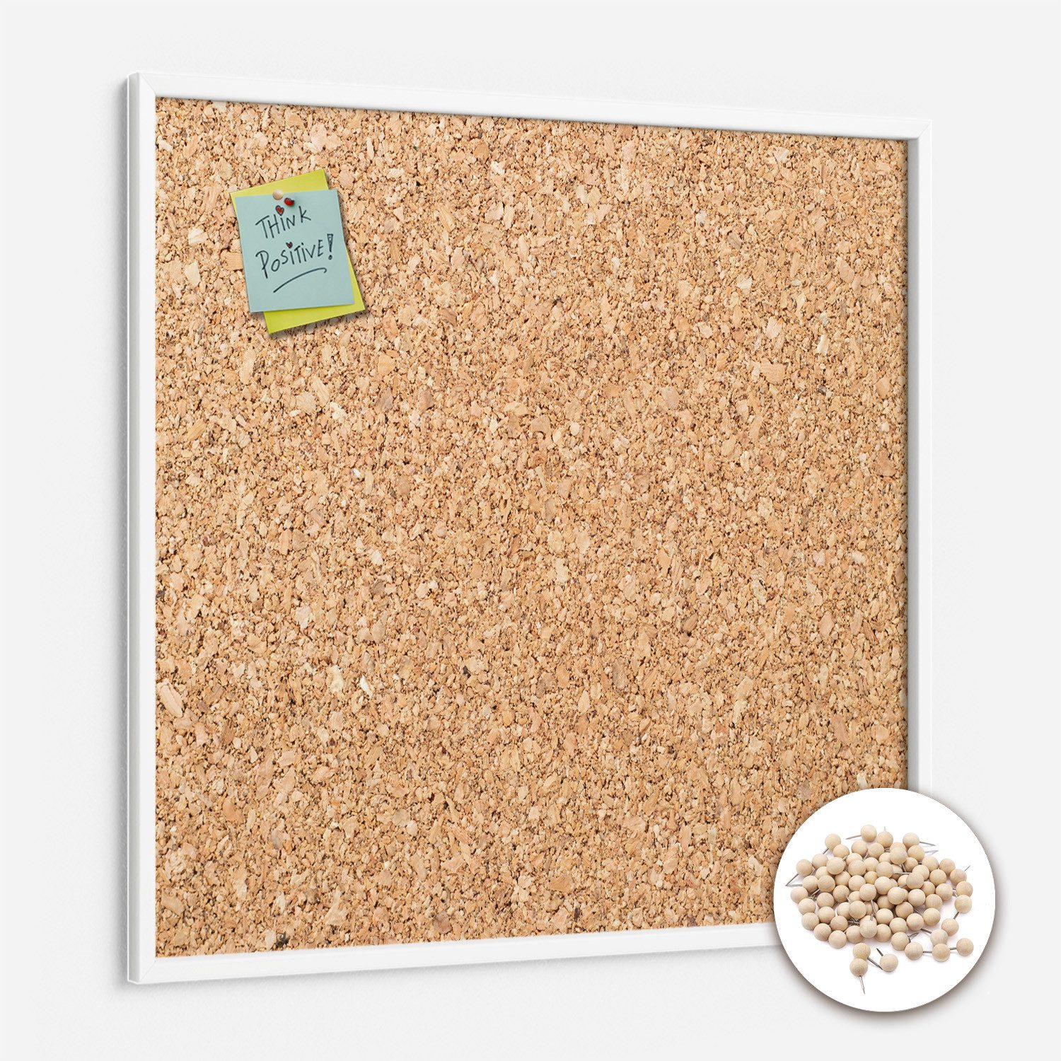 Tulup Pinnwand Memoboard Korktafel mit robustem Rahmen + Holz-Reißnägel