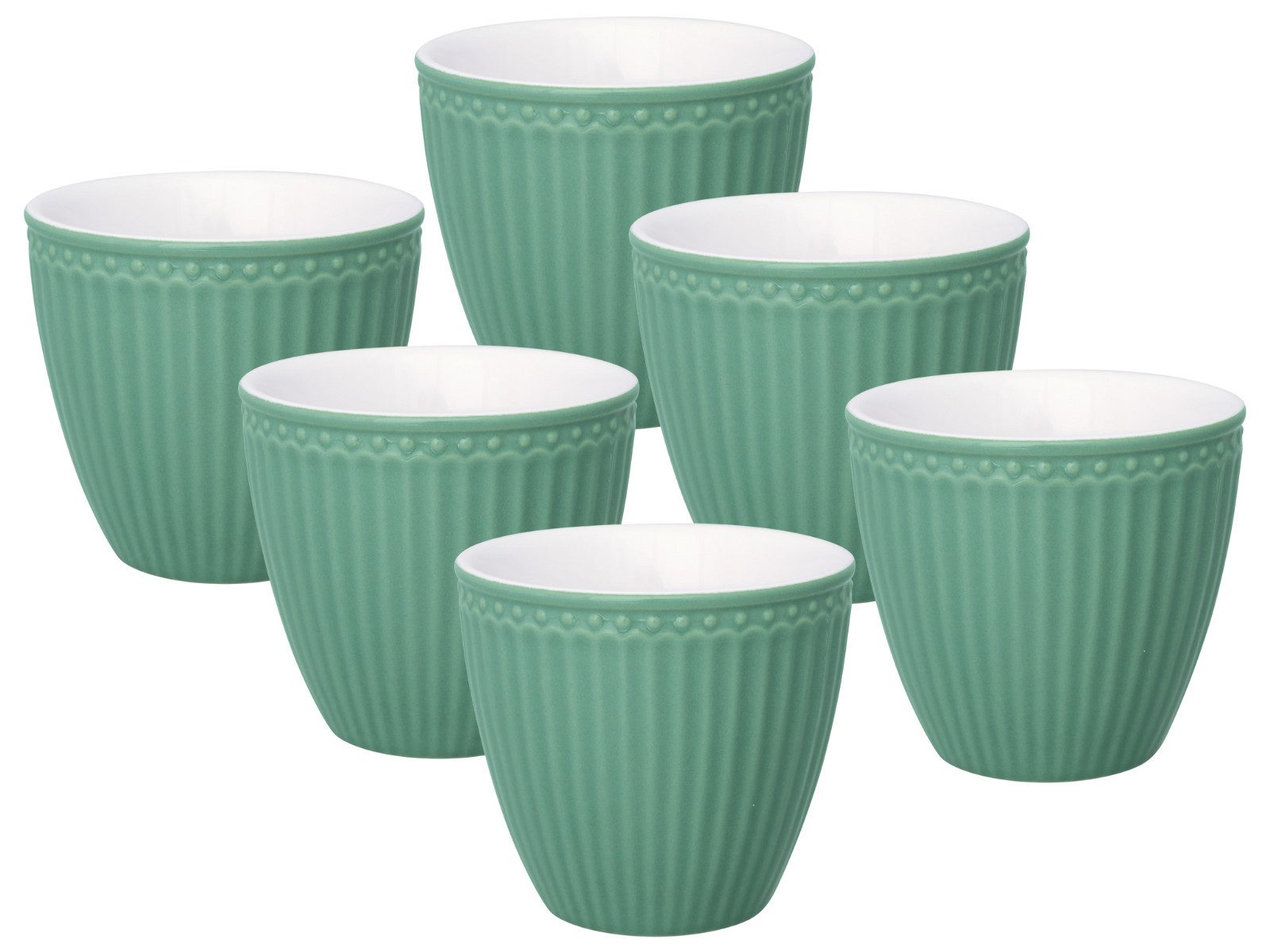 Greengate Кавовий сервіз Alice Mini Latte Cup dusty green 0,1l Set6, Steinzeug
