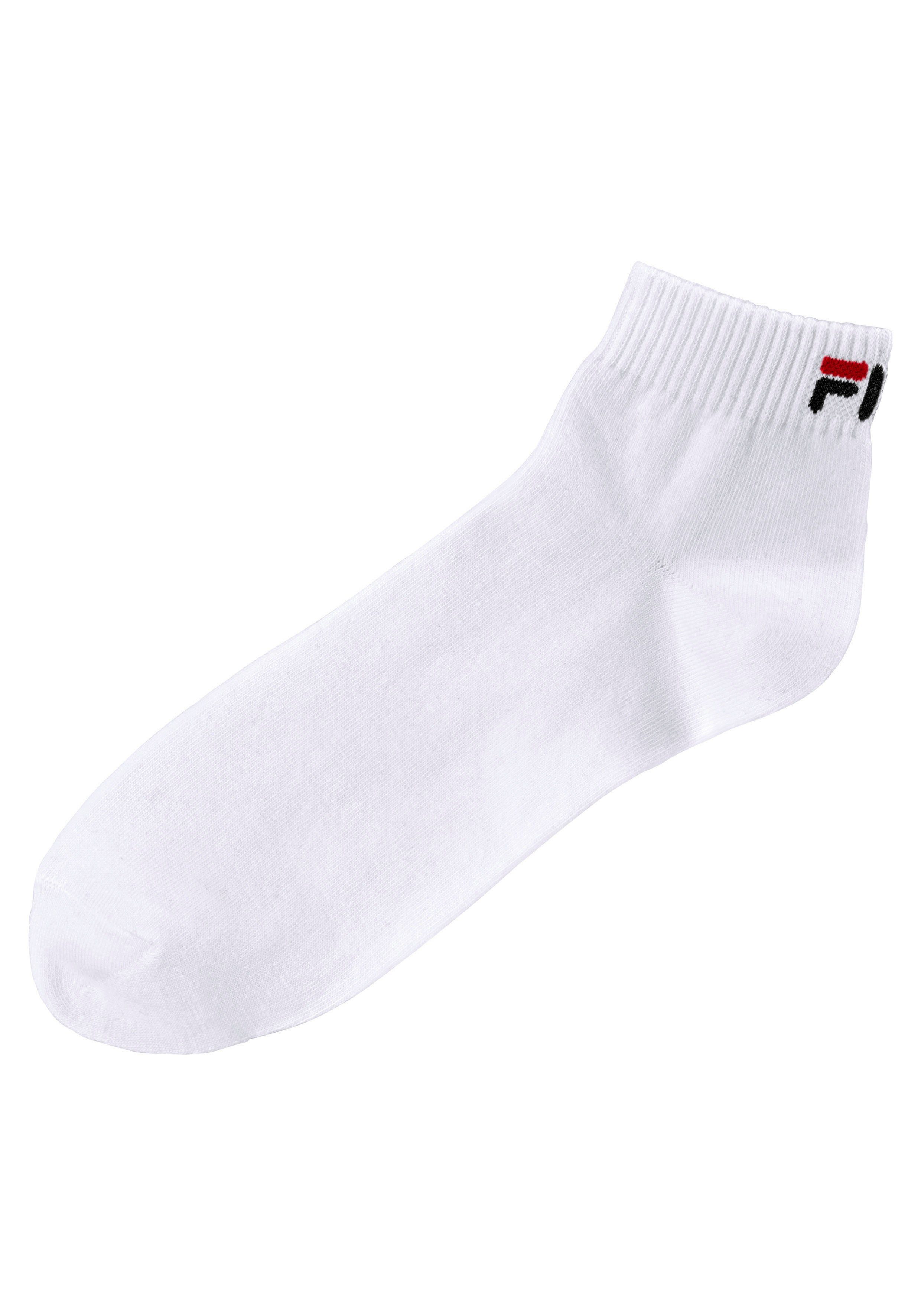 (6-Paar) 2x mit Logo schwarz, 2x Fila weiß eingestricktem Kurzsocken grau-meliert, 2x