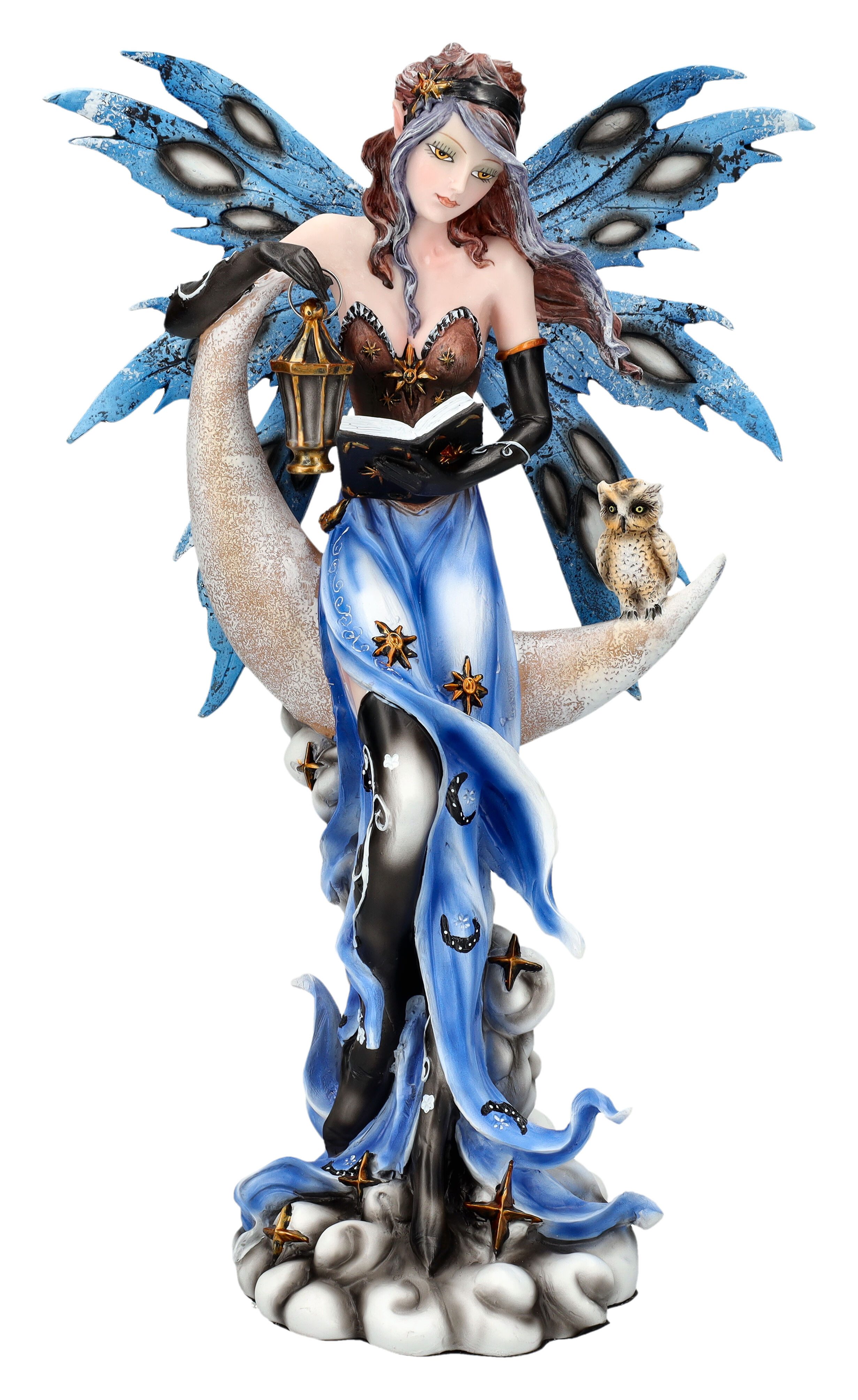 Figuren Shop GmbH Fantasy-Figur Elfen Figur mit Mond - Moon Fairy - Fantasy Fee Dekoration Mondschein