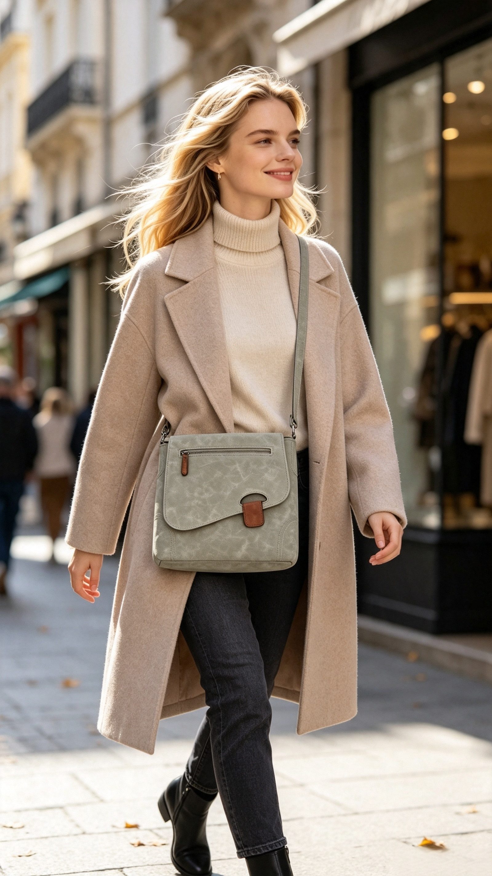 MIRROSI Schultertasche Damen Umhängetasche Leder-Optik, ca. 28 x 28 x 5 cm (verstellbaren Schulterriemen), Mittelgroße Tasche, Umhängetasche für jeden Anlass
