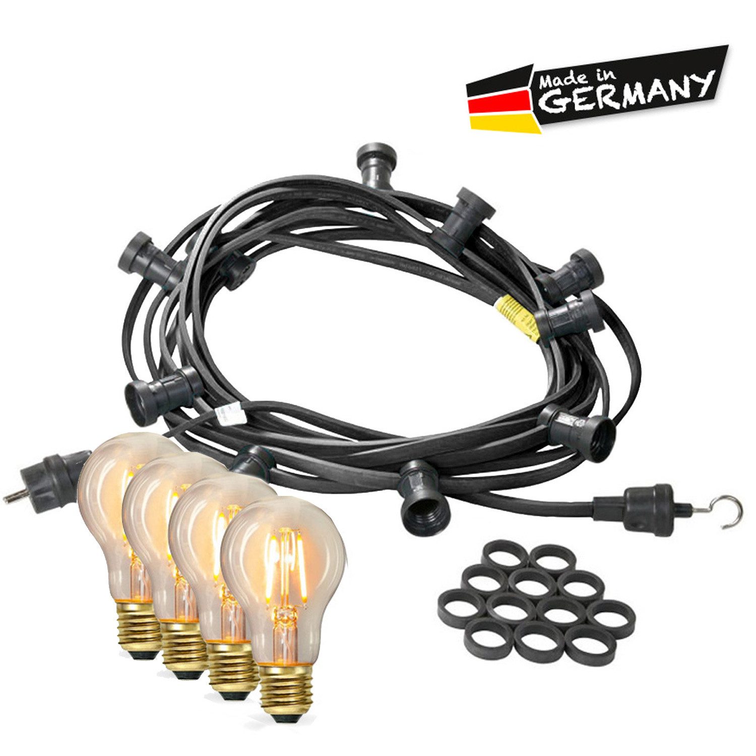 SPICELITE LED-Lichterkette Illu- Party Garten Außenlichterkette 40m 60xLED Filament Glühbirne, 50-flammig