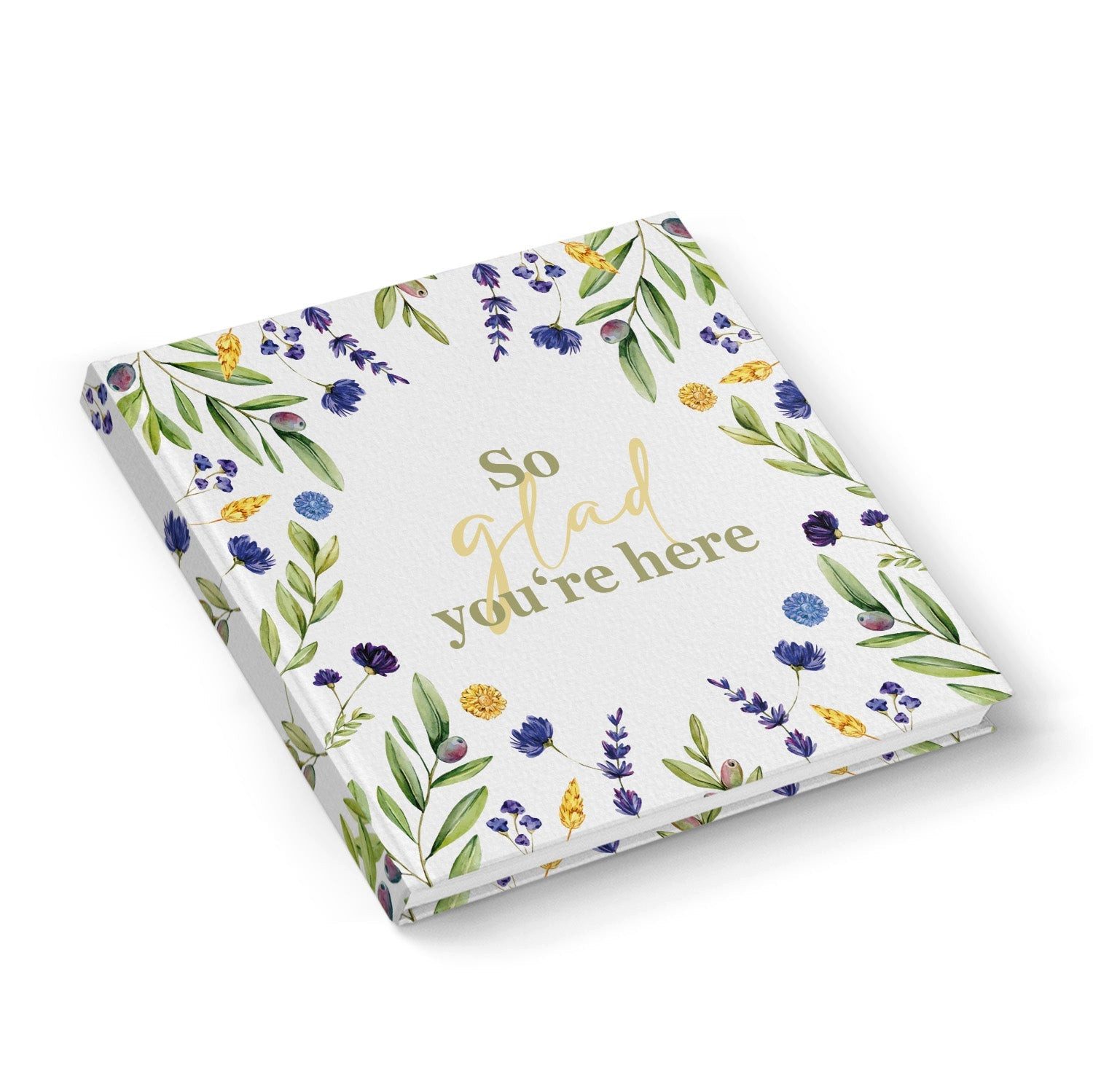 Logbuch-Verlag Notizbuch Guestbook So glad you're here Gästebuch englisch 18 x 18 cm
