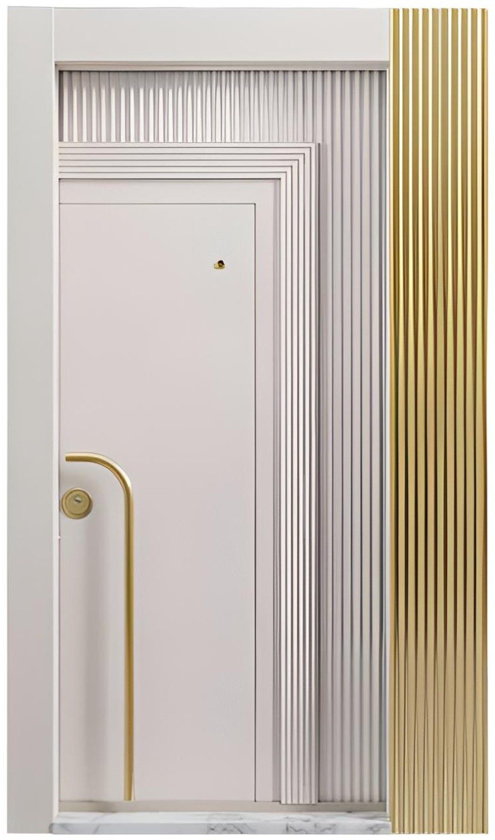 JVmoebel Haustür Weiß-Goldene Designer Eingangstür Metalltüren Hoteltüren, Made in Europa