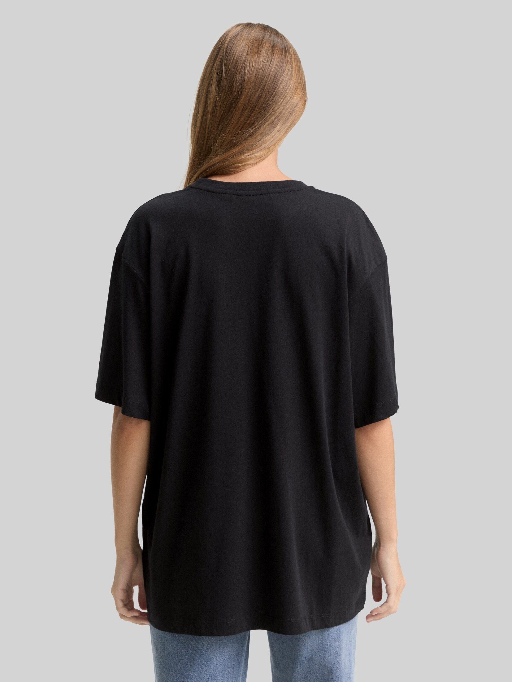 TOM TAILOR Denim T-Shirt T-Shirt Oversize T-Shirt mit Strasssteinen