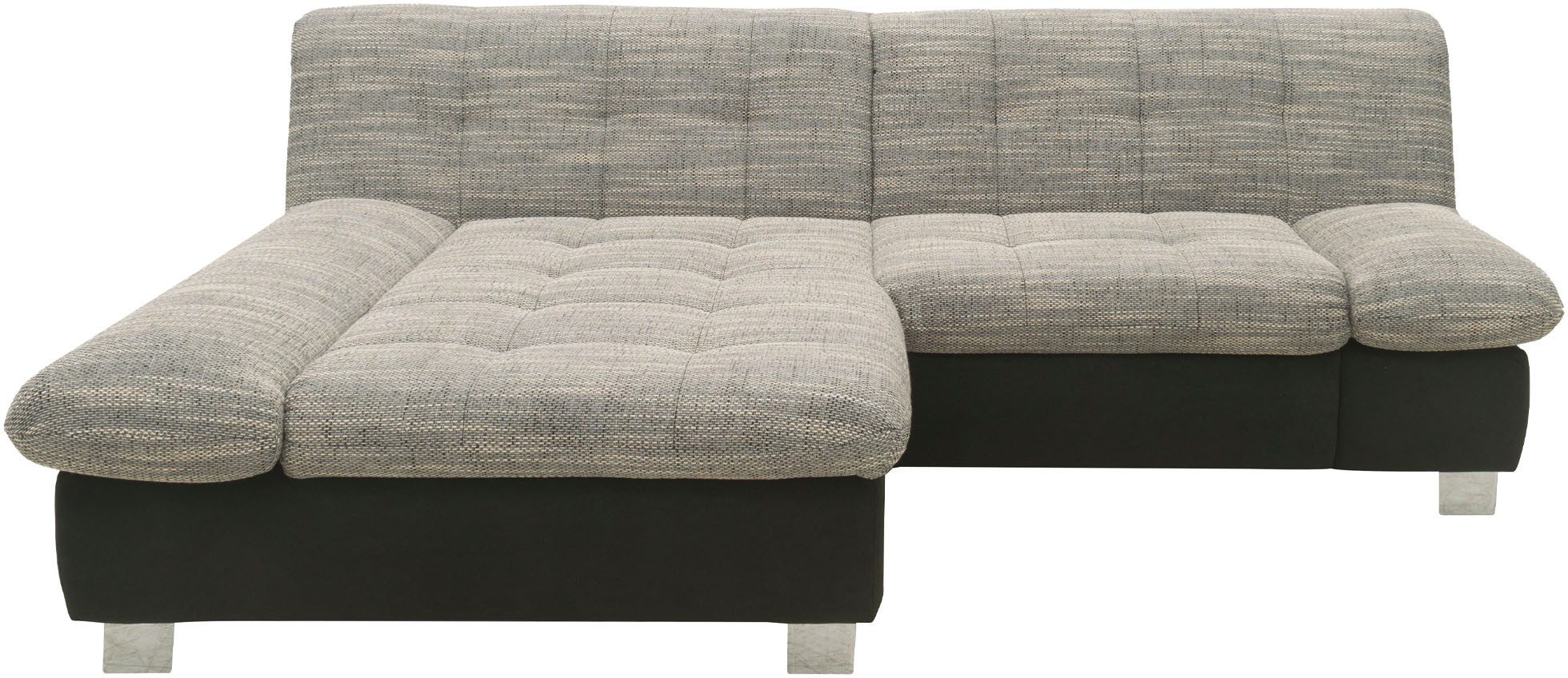 DOMO collection Ecksofa 100031 kompakte Stellmaße, komfortabel und bequem, L-Form, wahlweise mit Bettfunktion und Armteilverstellung. Breite 234 cm
