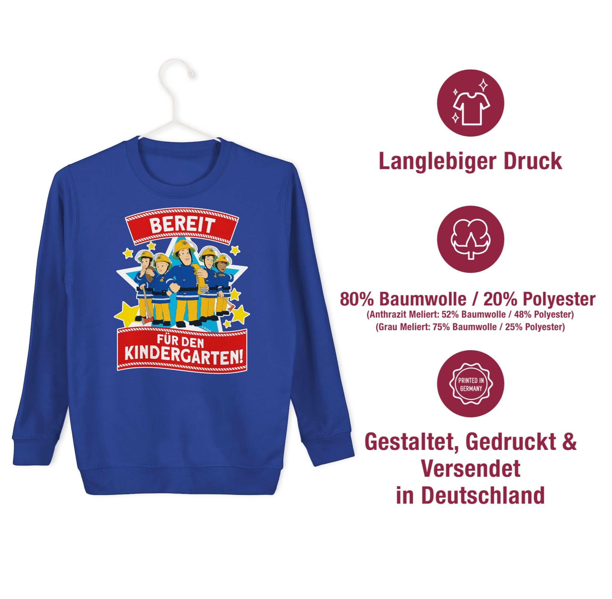 Shirtracer Sweatshirt Bereit für Sam Royalblau 1 Mädchen Feuerwehrmann Team Kindergarten! den Sam - &