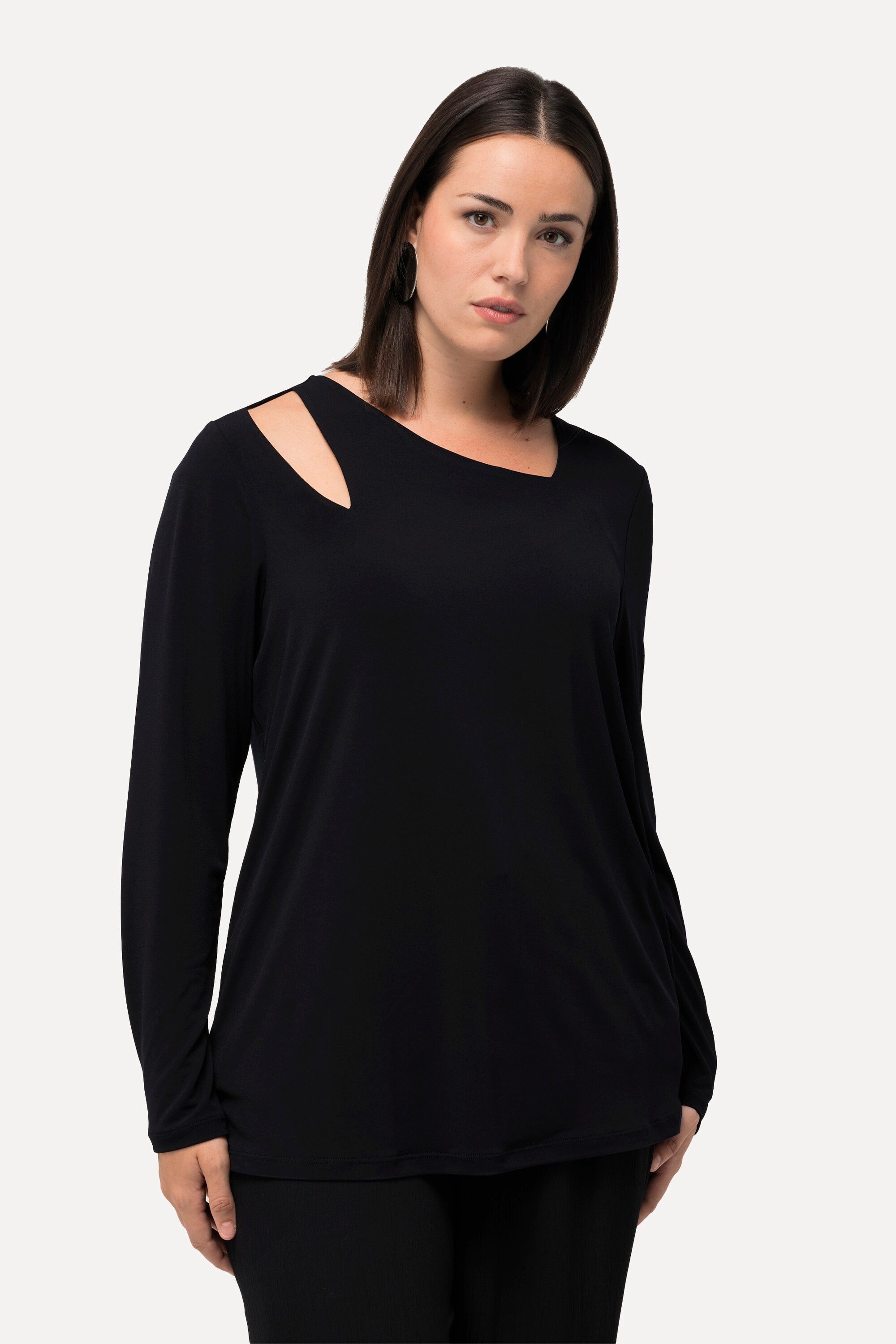 Ulla Popken Longsleeve Shirt Cut-Out asymmetrischer günstig online kaufen