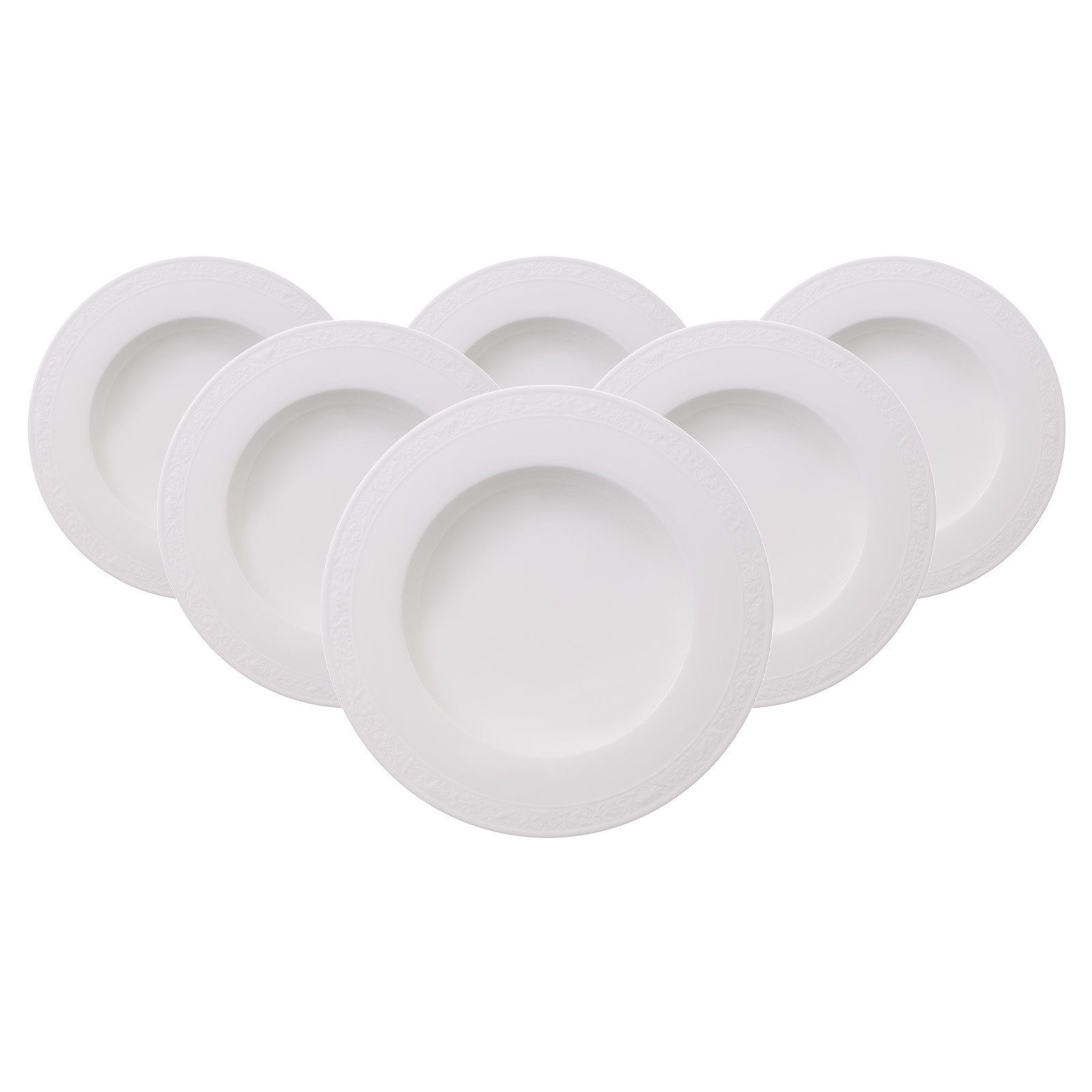 Villeroy & Boch Suppenteller White Pearl Suppenteller ø 24,8 cm 6er Set, (6 St)