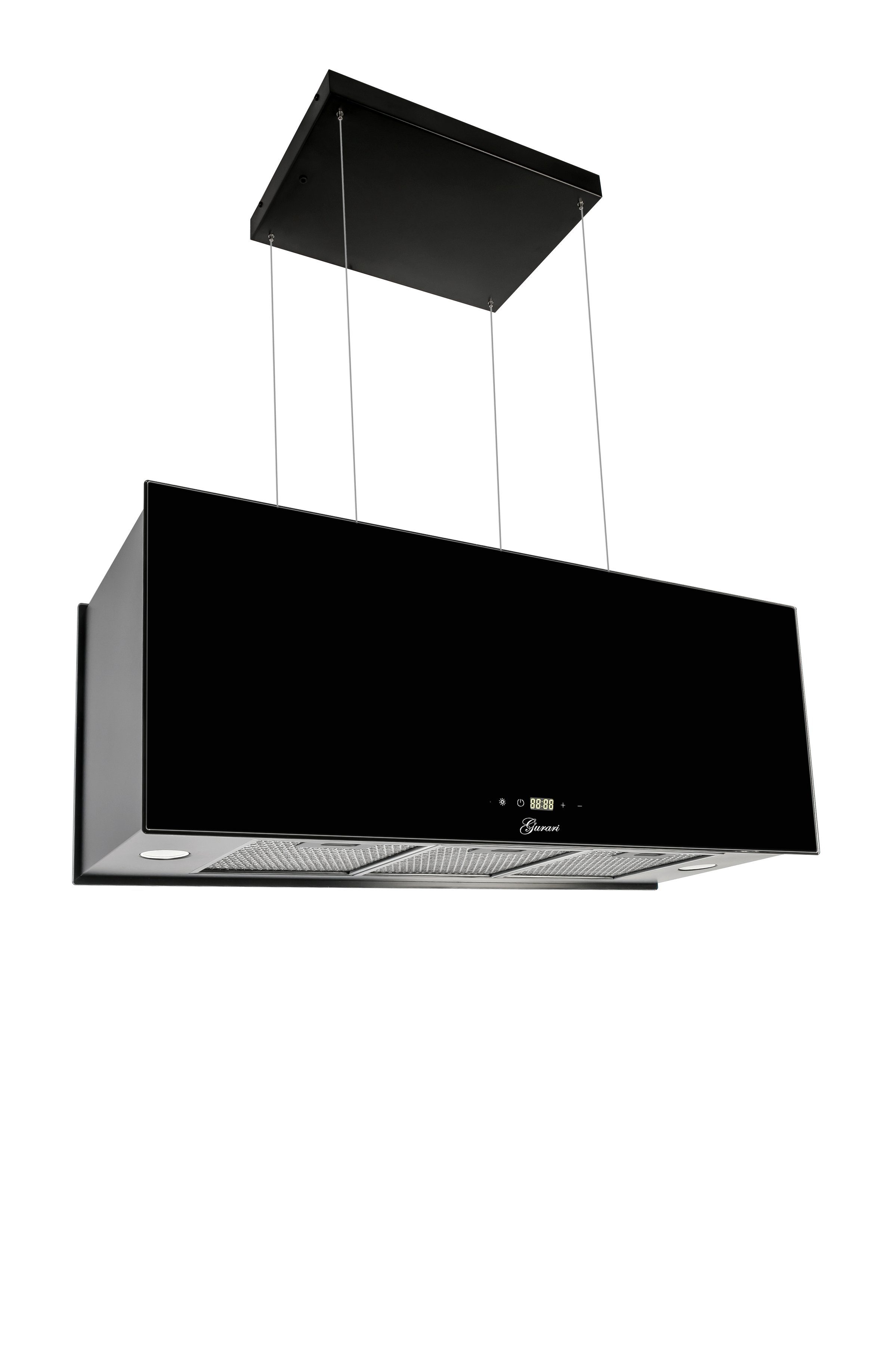 GURARI Inselhaube GCH I 333 90 BL Prime+Umluftset, Dunstabzugshaube 90cm,1000m³/h Umluft Insel Dunstabzugshaube 90cm,Deckenhaube,1000m³/h,Schwarz Glas – Bild 4 von 5