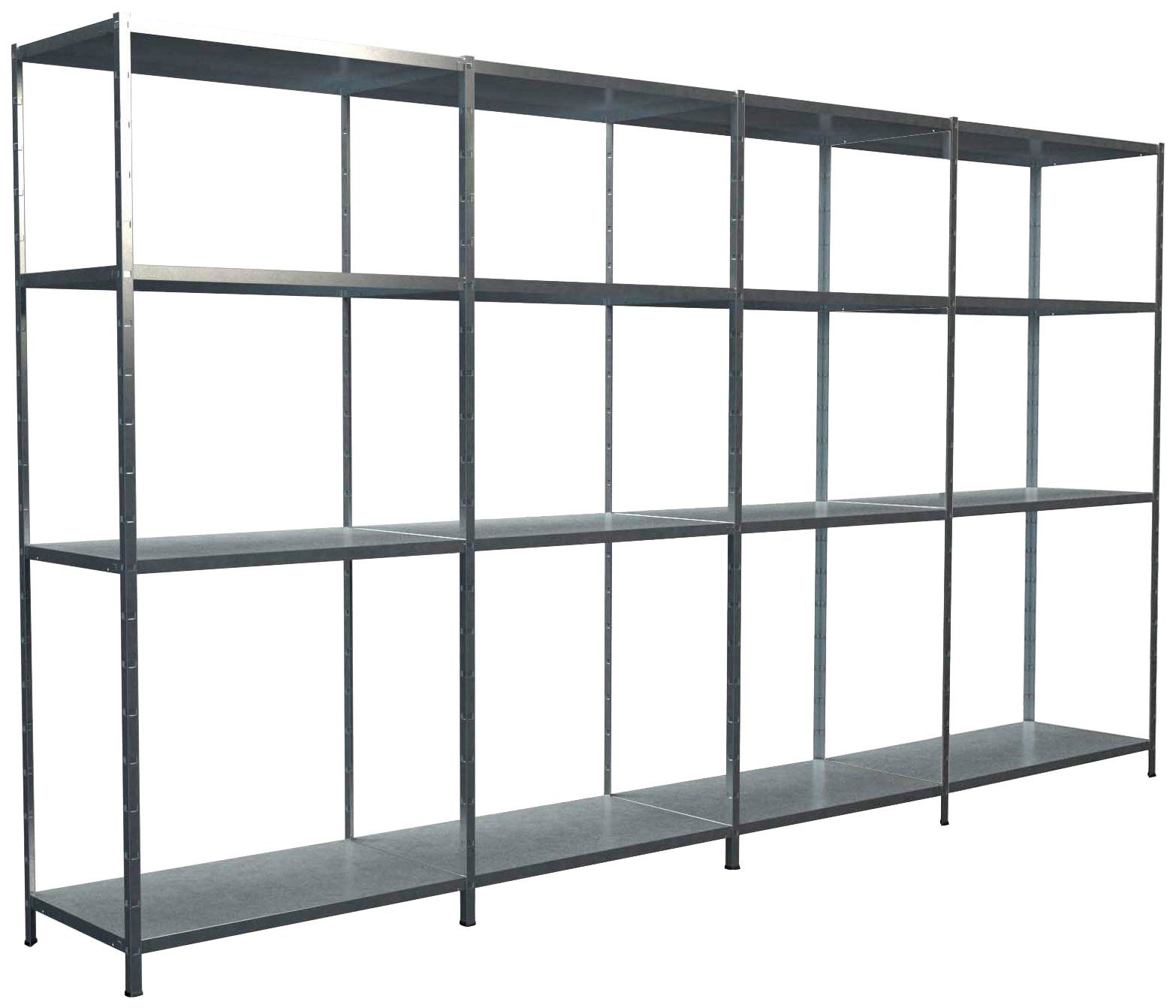 SCHULTE Regalwelt Steckregal Stecksystem Grund- und 3x Anbauregale, Metall verzinkt, 1800x3800x500 mm, 16 Böden | Steckregale