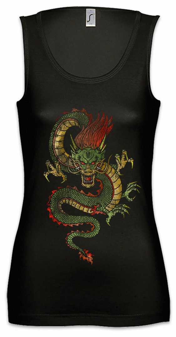 Tanktop Chinese Dragon Ärmelloses Damen T-Shirt Drache Fantasy Tattoo Monster