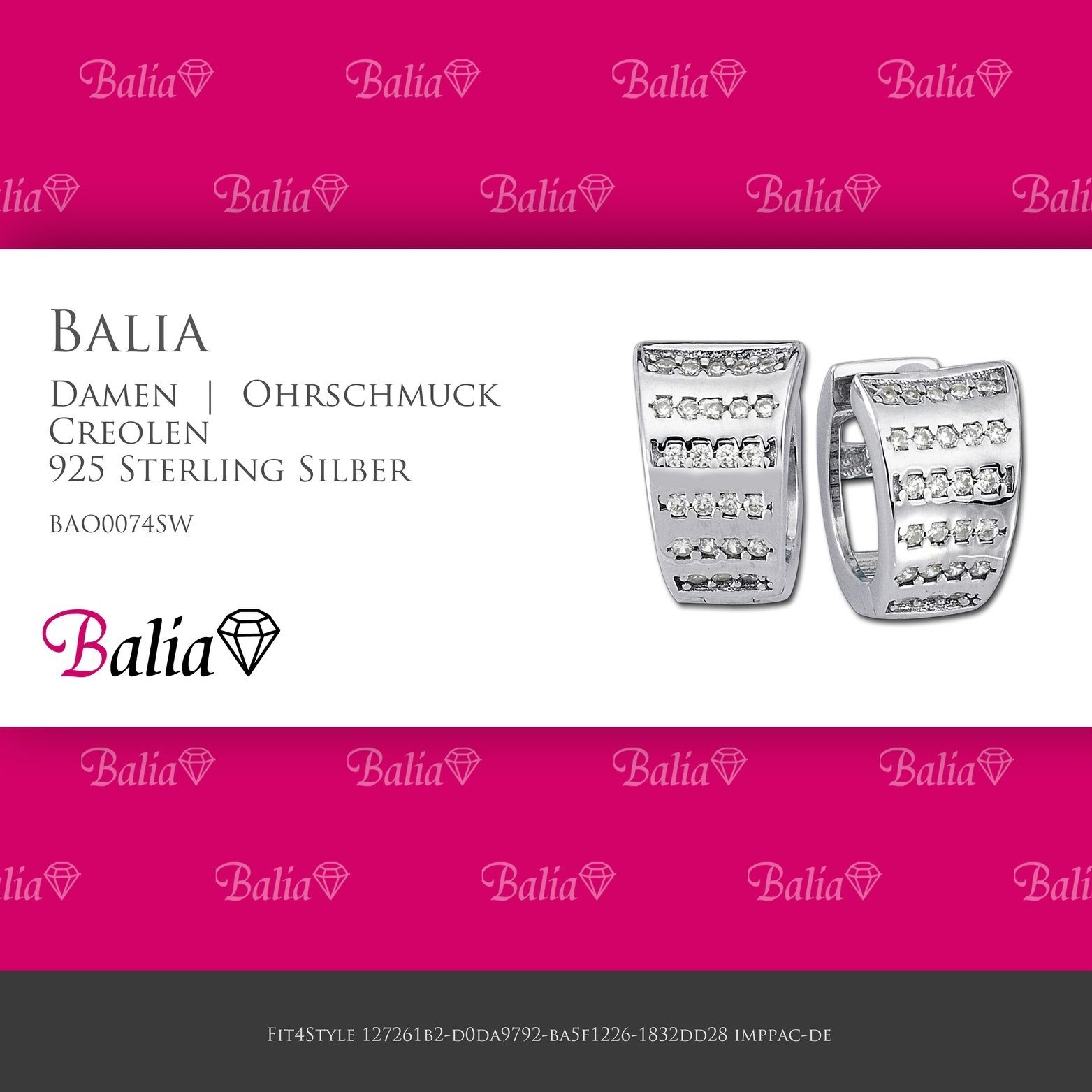 Lines Sterling Paar 0,9cm Ø Balia Damen Creolen ca. aus 925er Damen Creolen Silber, Balia (Creole), poliert 925 Creolen