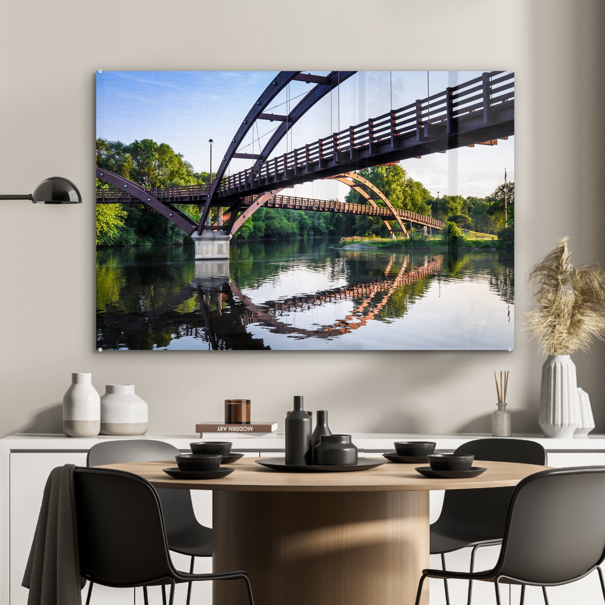 Acrylglasbilder (1 Acrylglasbild & Schlafzimmer St), MuchoWow Midland-Michigan-Brücke, Wohnzimmer