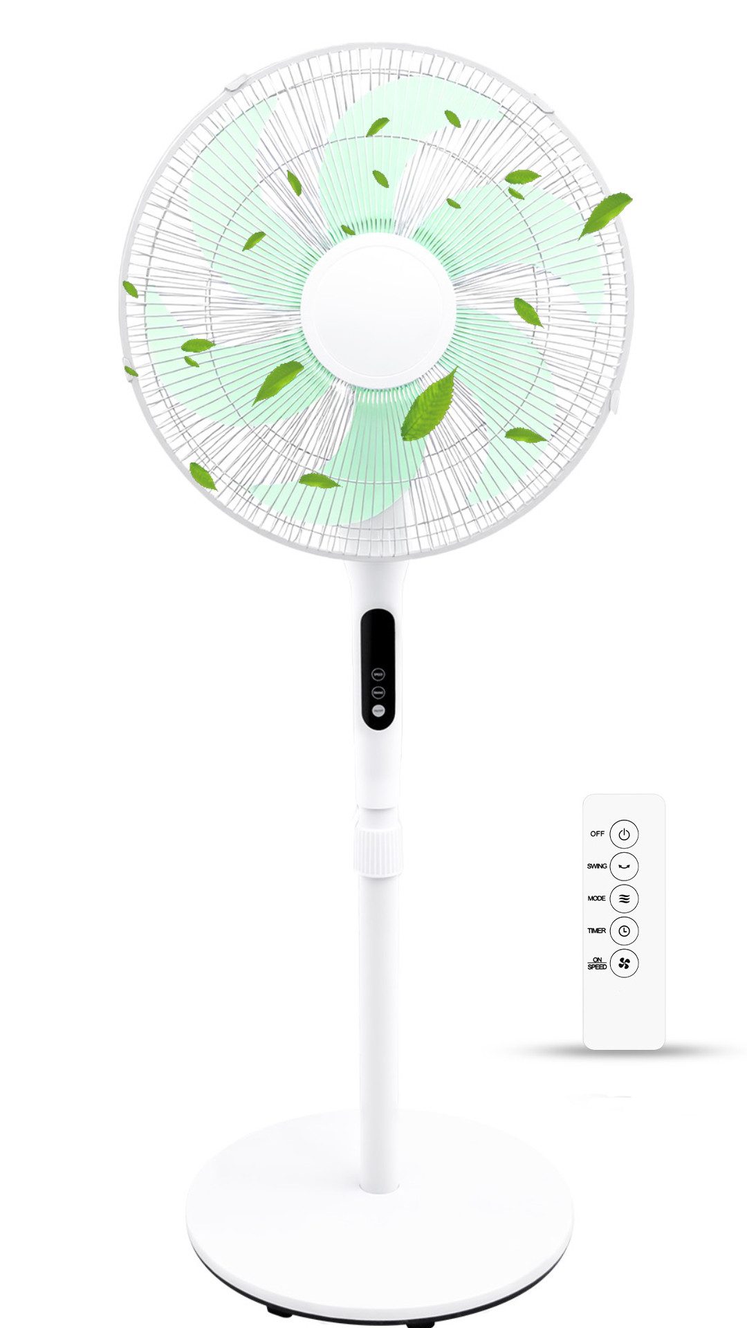 OZAVO Standventilator K-010D mit Fernbedienung, Oszillation 90° höhenverstellbar,9h timer, 100-125cm Leiser Ventilator mit 3 Geschwindigkeitsstufen