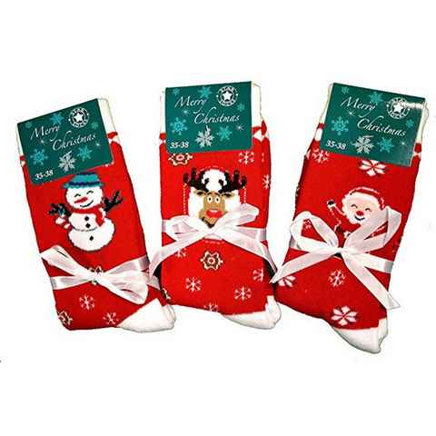 Cocain underwear Thermosocken kuschelige Vollfrottee Socken (3-Paar) lustige weihnachtliche Motive