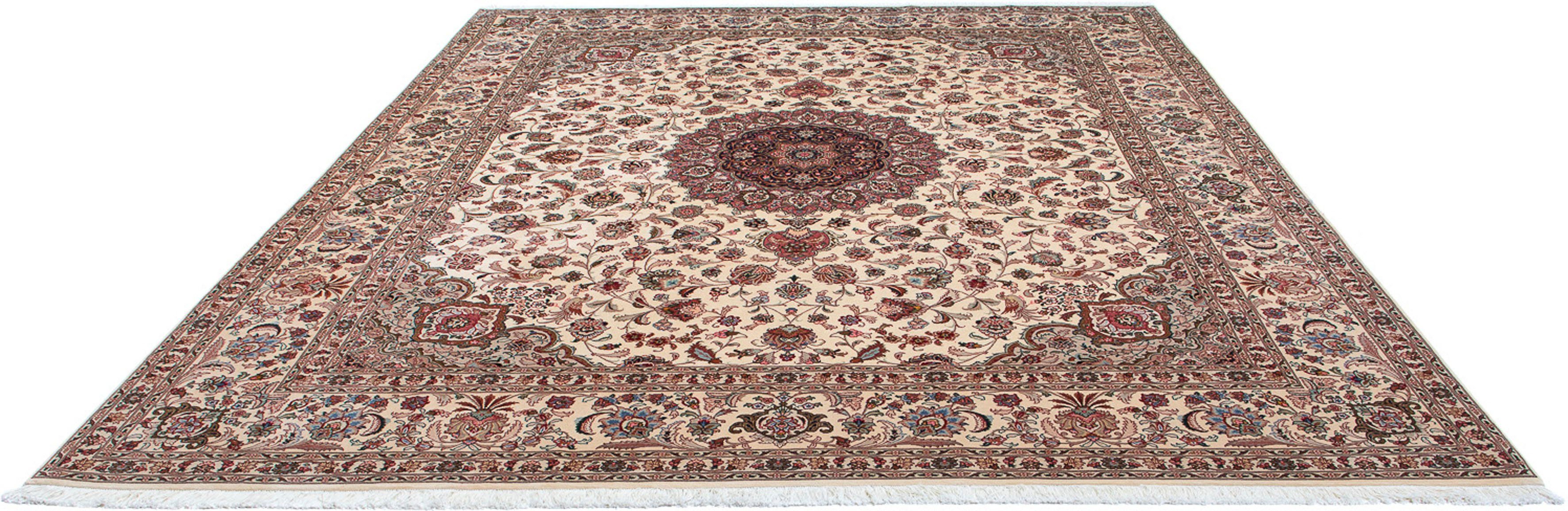 Orientteppich Perser - Täbriz - Royal - 306 x 252 cm - beige, morgenland, rechteckig, Höhe: 7 mm, Wohnzimmer, Handgeknüpft, Einzelstück mit Zertifikat | Kurzflor-Teppiche
