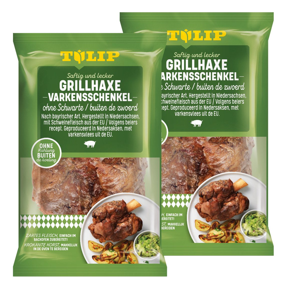 TULIP Wurstkonserve Haxe ohne Schwarte 2x 500g Vakuumverpackt Grillhaxe Backofen Grill
