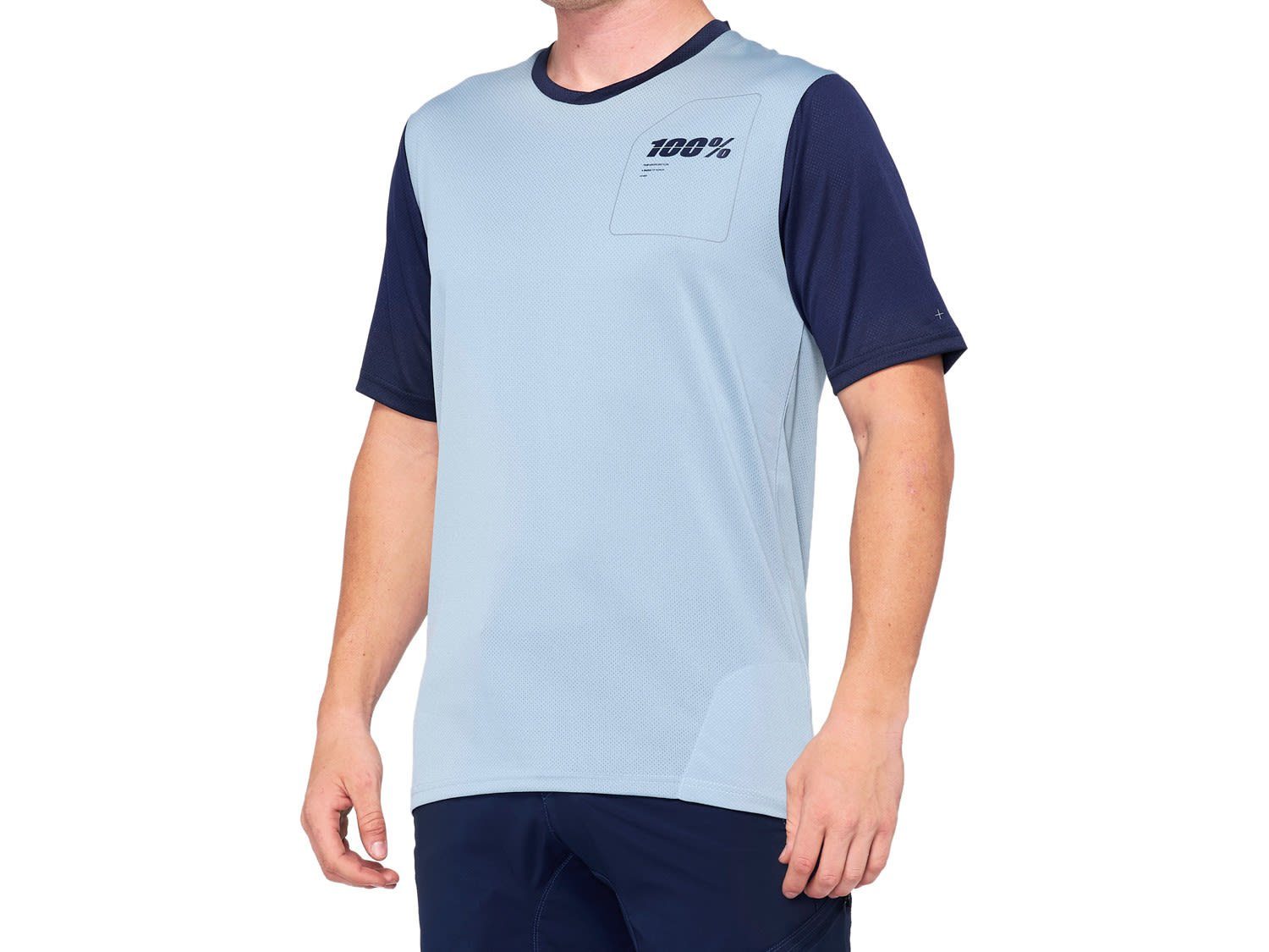 100% T-Shirt 100% M Ridecamp Short Sleeve Jersey Herren Light Slate - Navy