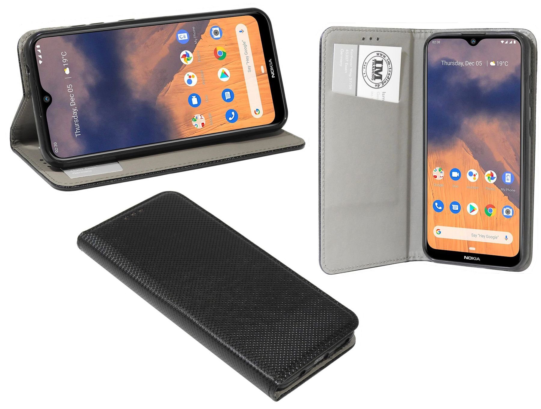 cofi1453 Handyhülle Buch Tasche "Smart" kompatibel mit NOKIA, Kunstleder Schutzhülle Handy Wallet Case Cover mit Kartenfächern, Standfunktion Schwarz