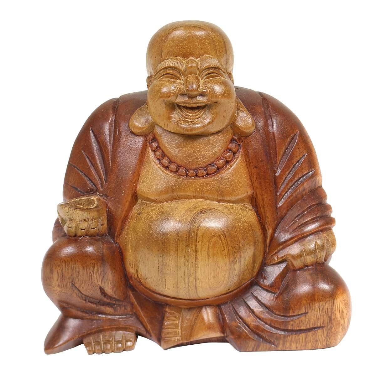Oriental Galerie im Handarbeit (1 Ursprungsland Dekofigur Happy cm St), Figur 14 Buddha klein traditionelle Herstellung Sitzender in
