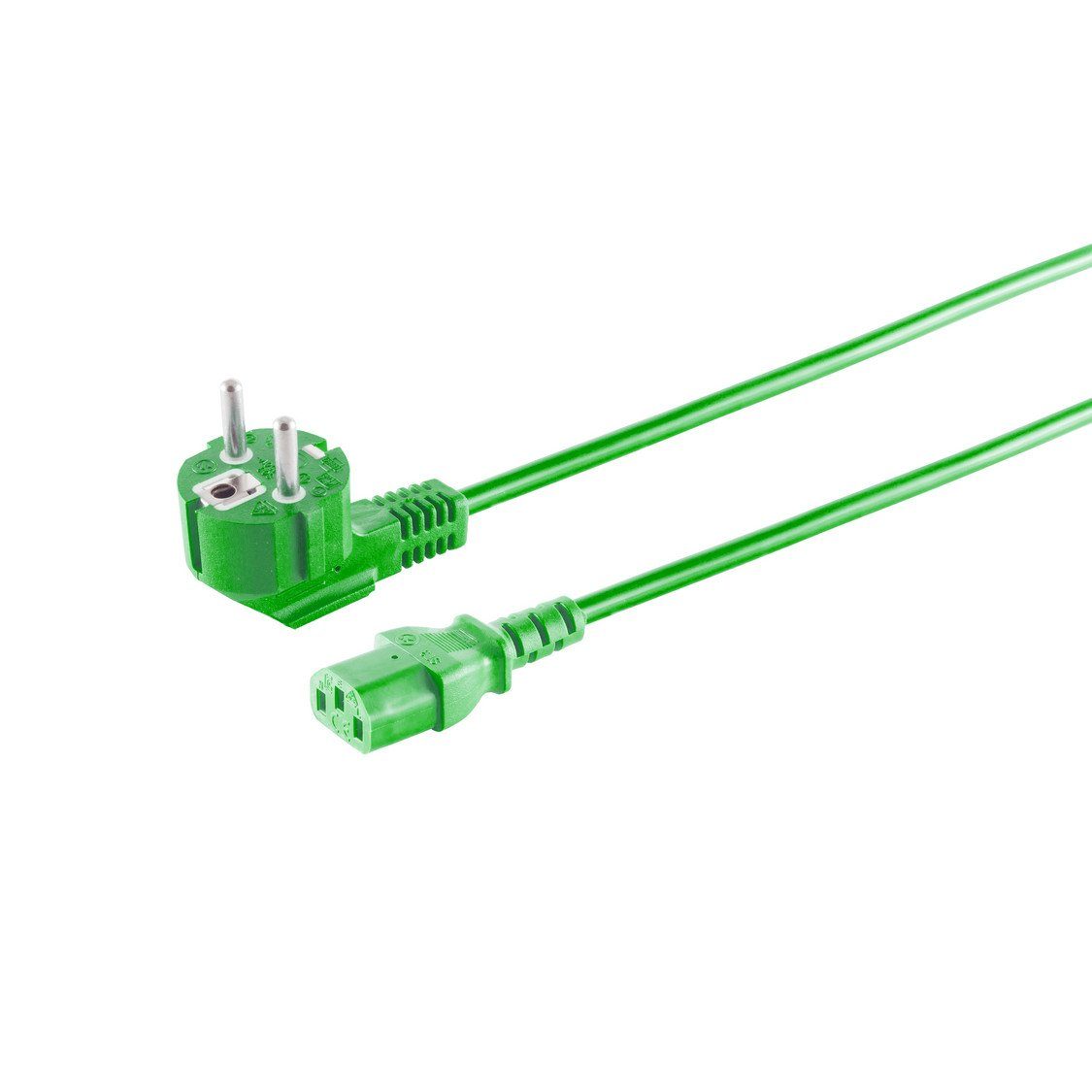 5m cm) grün Netzkabel, 90°/Kaltgerätebuchse Kabelbude.eu Schutzkontakt (500