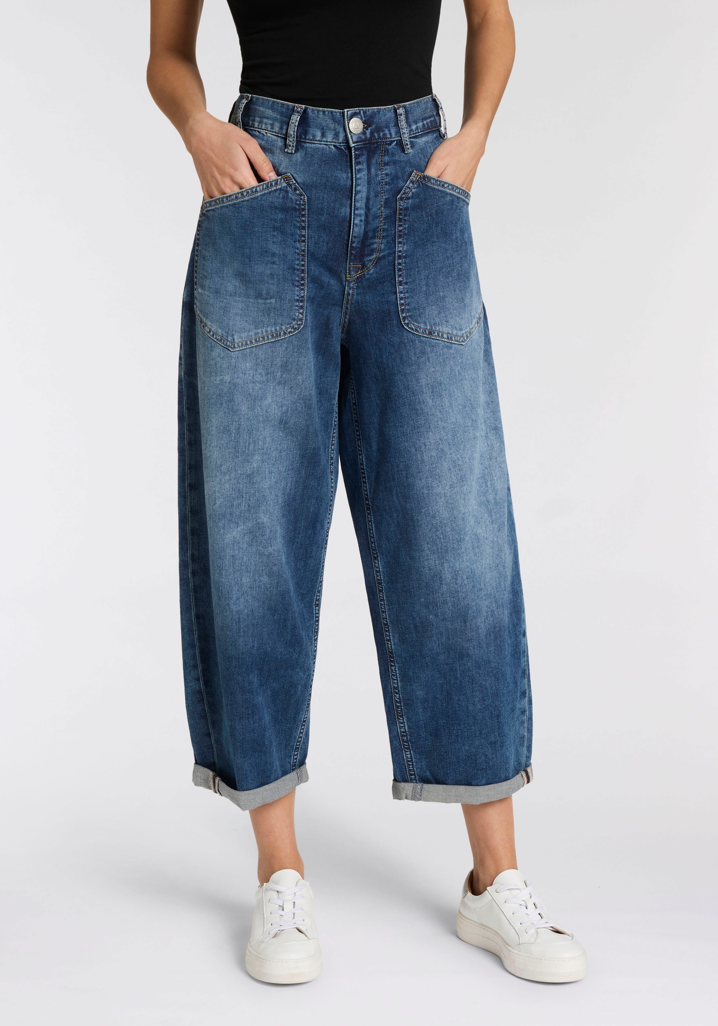 Herrlicher Loose-fit-Jeans Meryll Denim Light O-Shape mit aufgesetzten Taschen