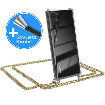 EAZY CASE Handykette 2in1 Metallkette für Huawei P30 Pro 6,47 Zoll, Hülle mit Band Silikonhülle durchsichtig Necklace Cover Slimcover Gold