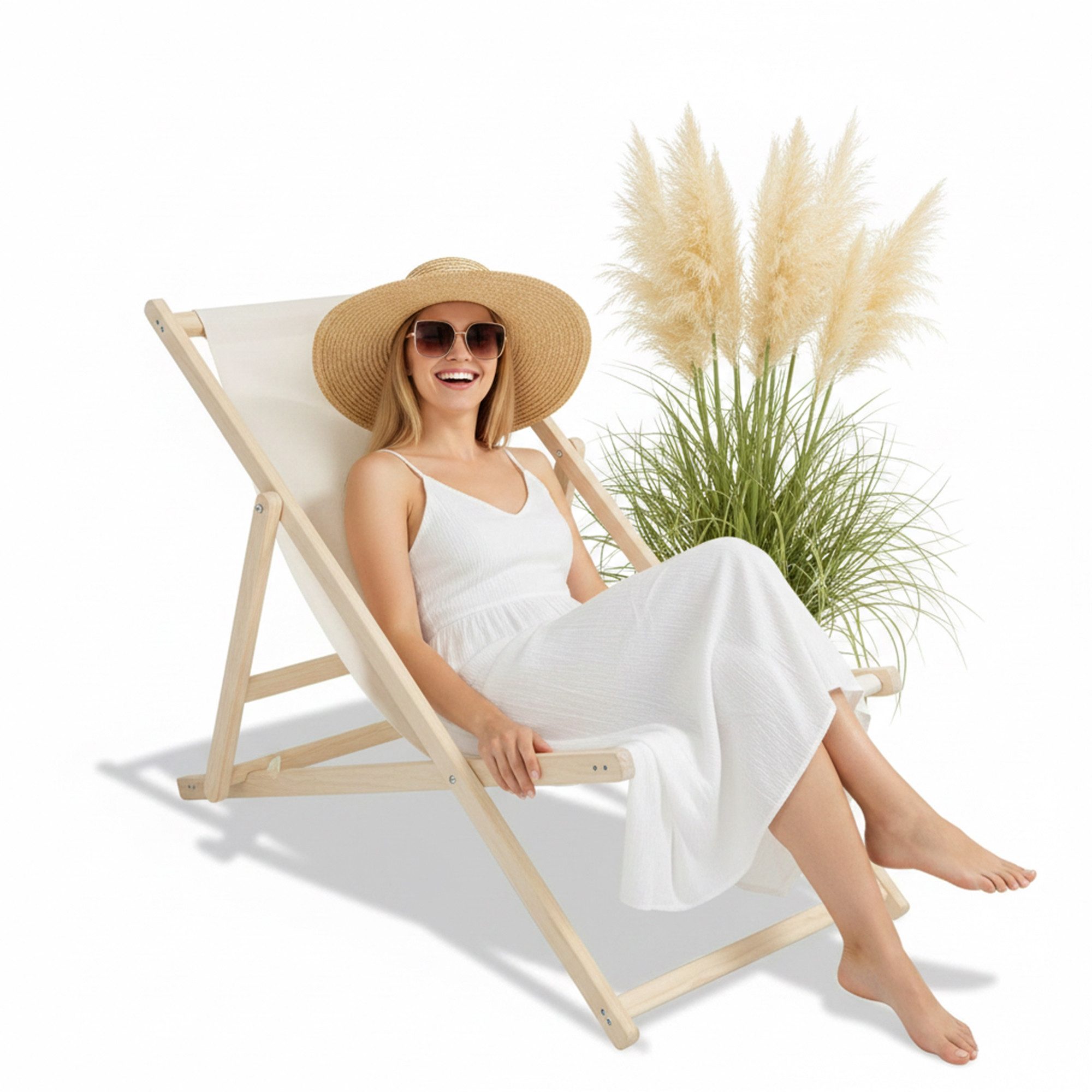 Mucola Gartenstuhl Strandliege Liegestuhl Gartenliege Sonnenliege Strandstuhl Balkonliege (Stück), Inkl. Sicherung gegen ungewolltes Zusammenklappen